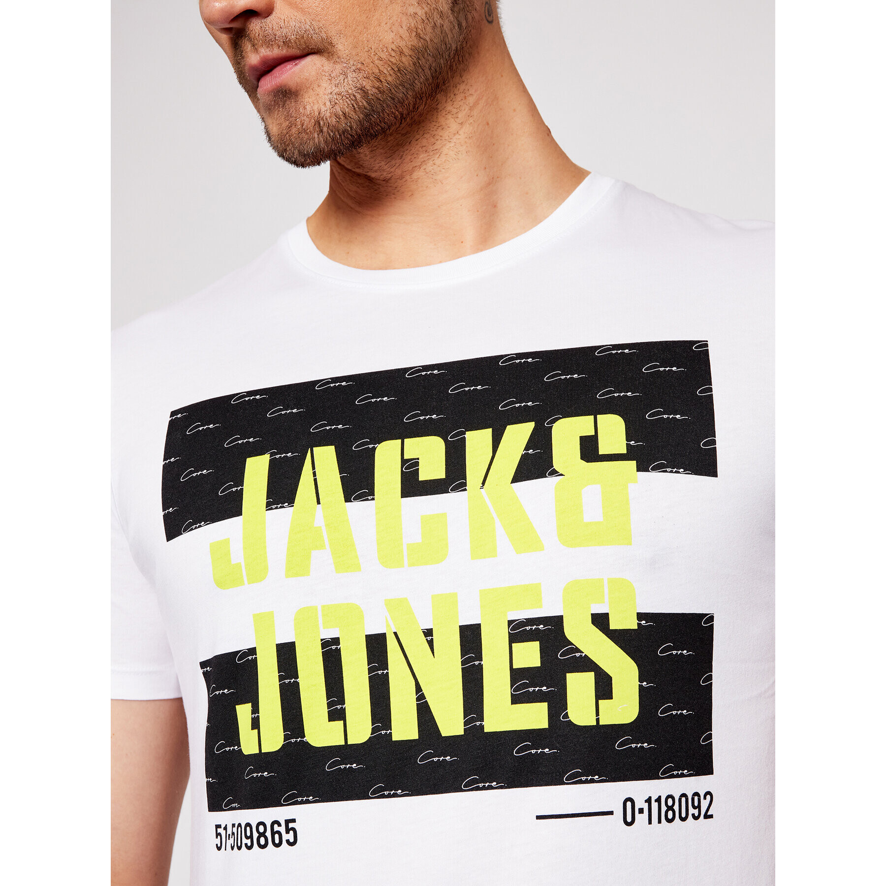 Jack&Jones Тишърт Victor 12187099 Бял Slim Fit - Pepit.bg