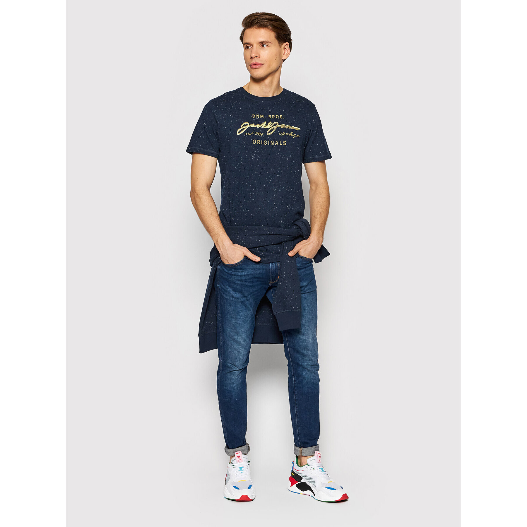 Jack&Jones Тишърт Woods 12193759 Тъмносин Standard Fit - Pepit.bg