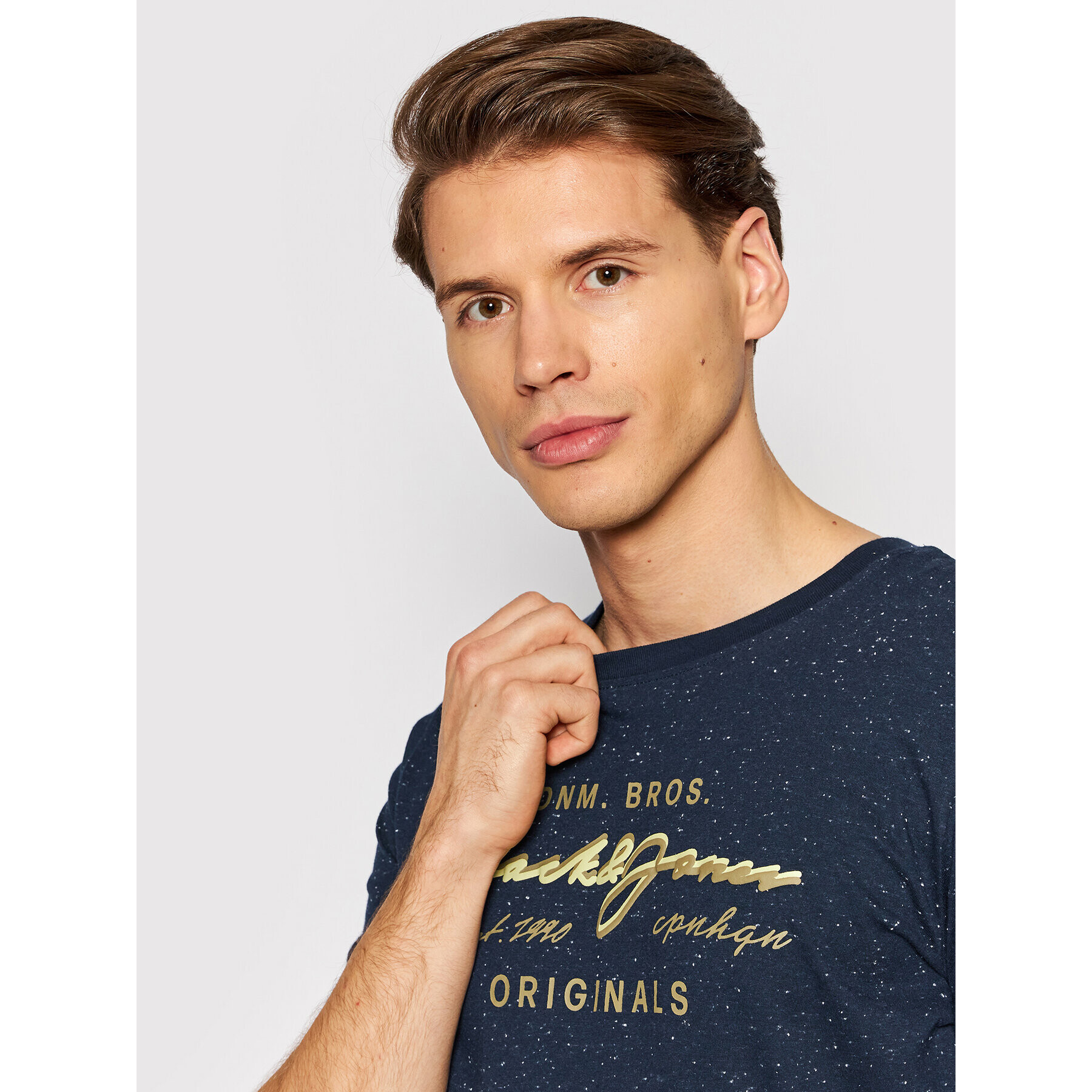 Jack&Jones Тишърт Woods 12193759 Тъмносин Standard Fit - Pepit.bg