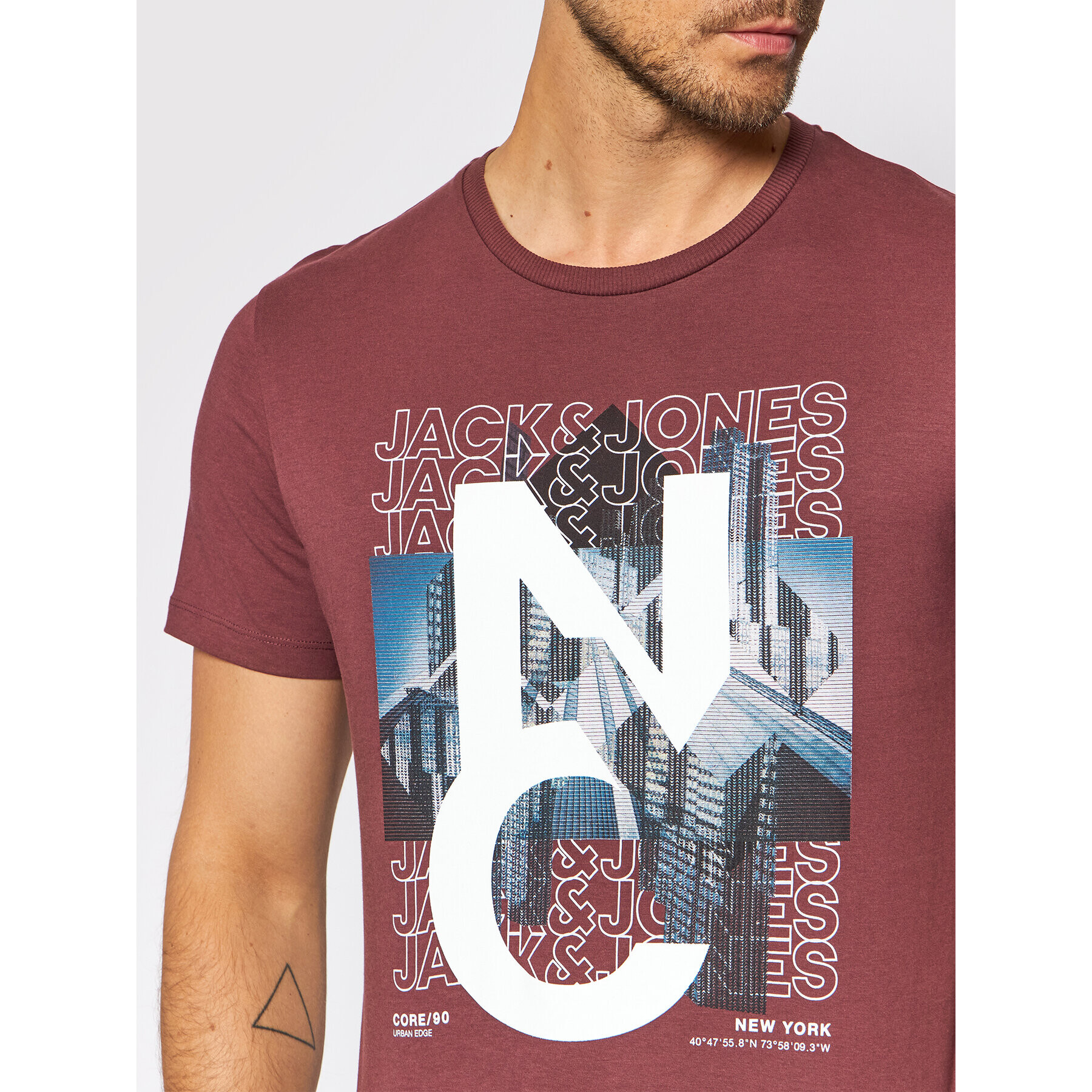 Jack&Jones Тишърт York 12194070 Бордо Regular Fit - Pepit.bg