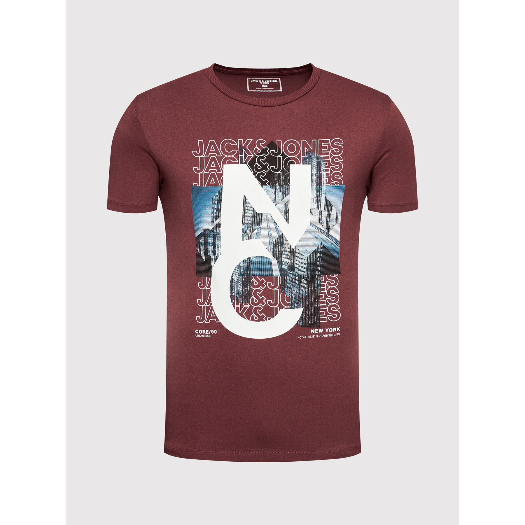 Jack&Jones Тишърт York 12194070 Бордо Regular Fit - Pepit.bg