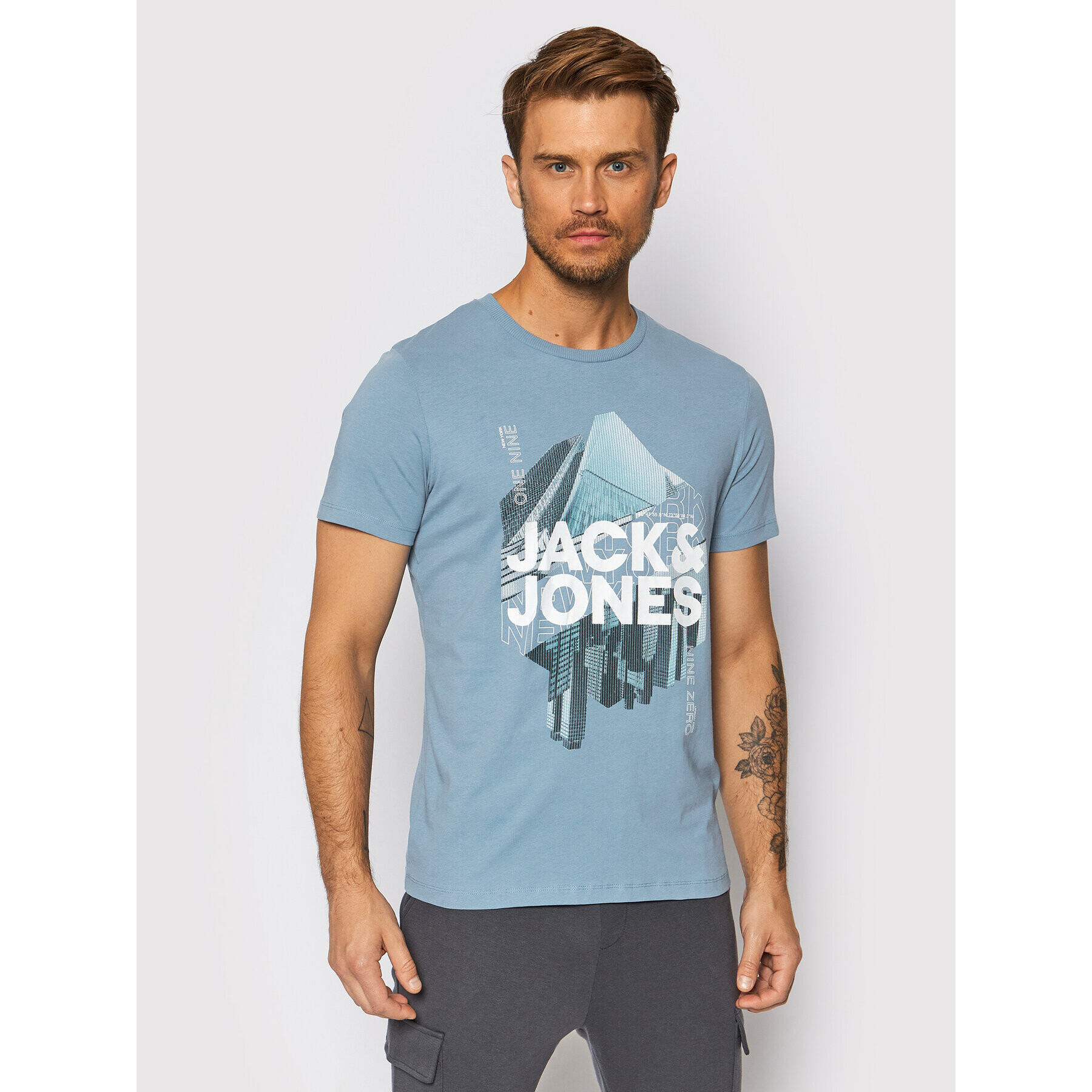 Jack&Jones Тишърт York 12194070 Син Regular Fit - Pepit.bg