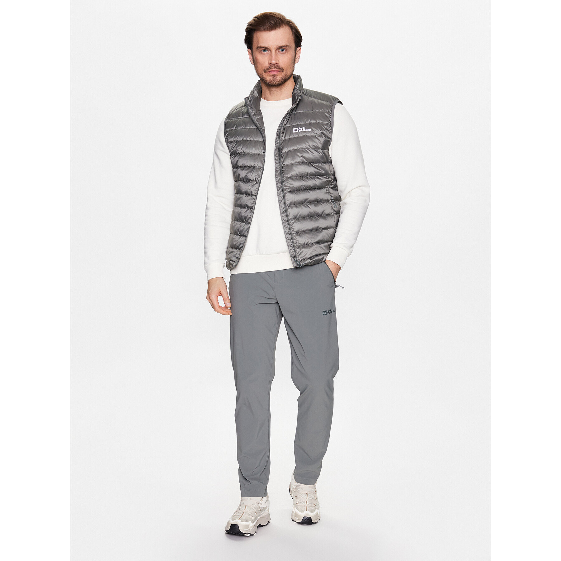 Jack Wolfskin Елек Pack & Go Down 1207011 Сив Regular Fit - Pepit.bg