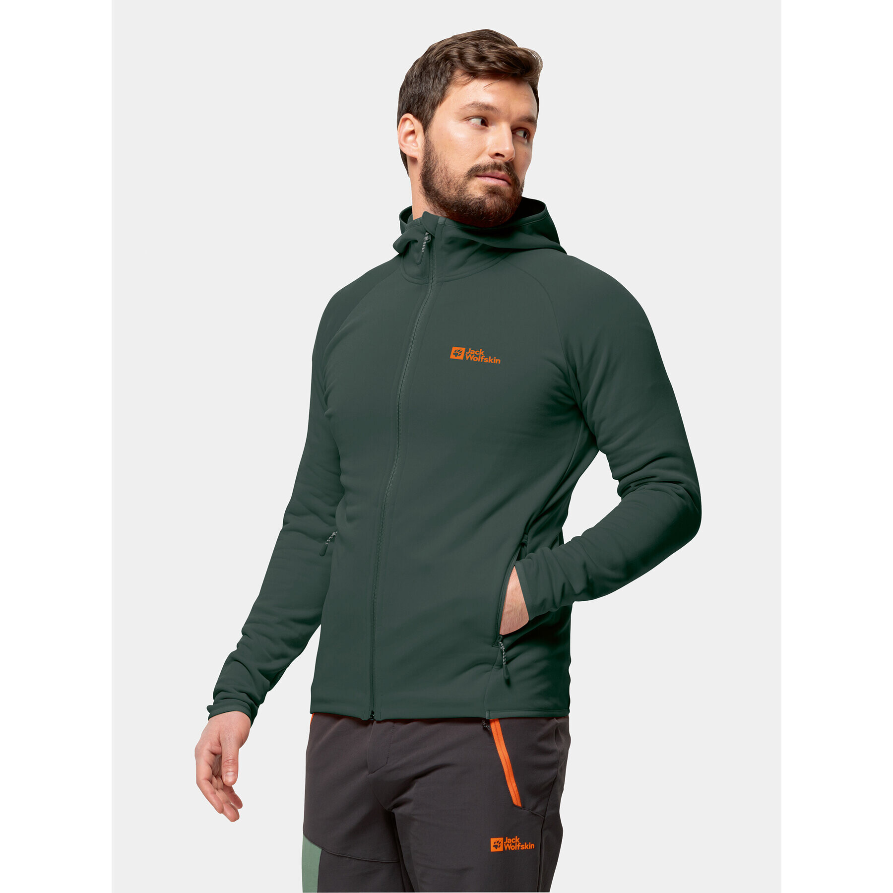 Jack Wolfskin Суитшърт от техническо трико Baiselberg Hooded Fz 1710541 Каки Regular Fit - Pepit.bg