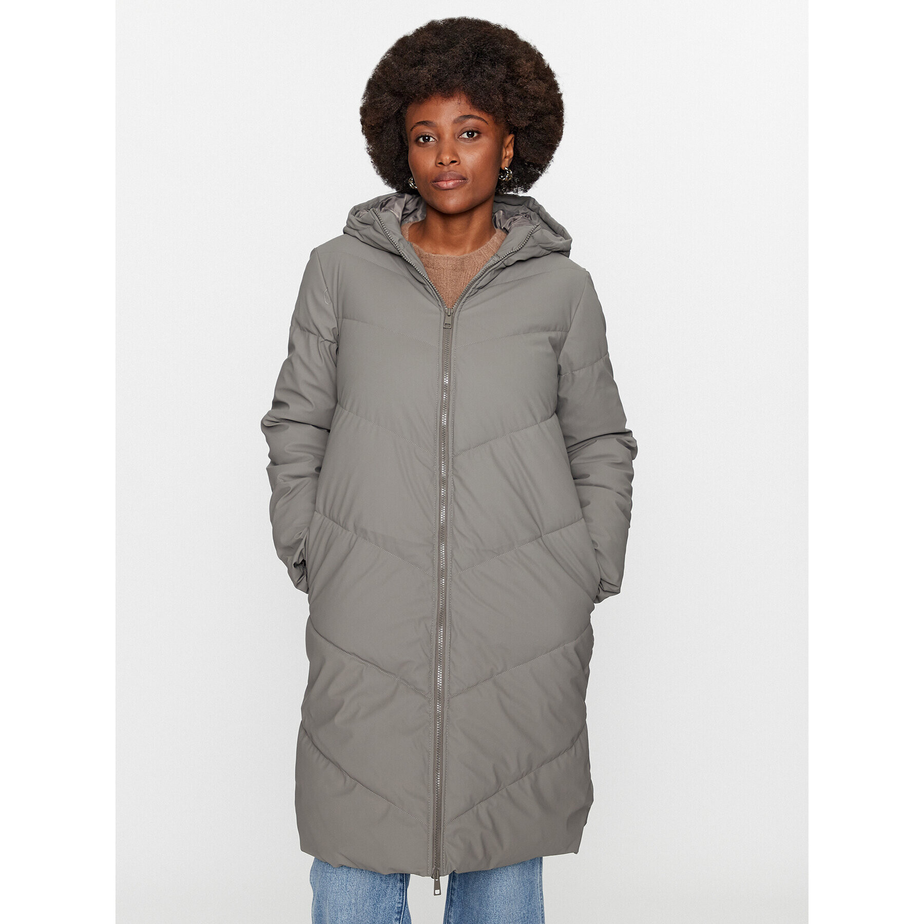 JDY Пухено яке 15217556 Сив Regular Fit - Pepit.bg