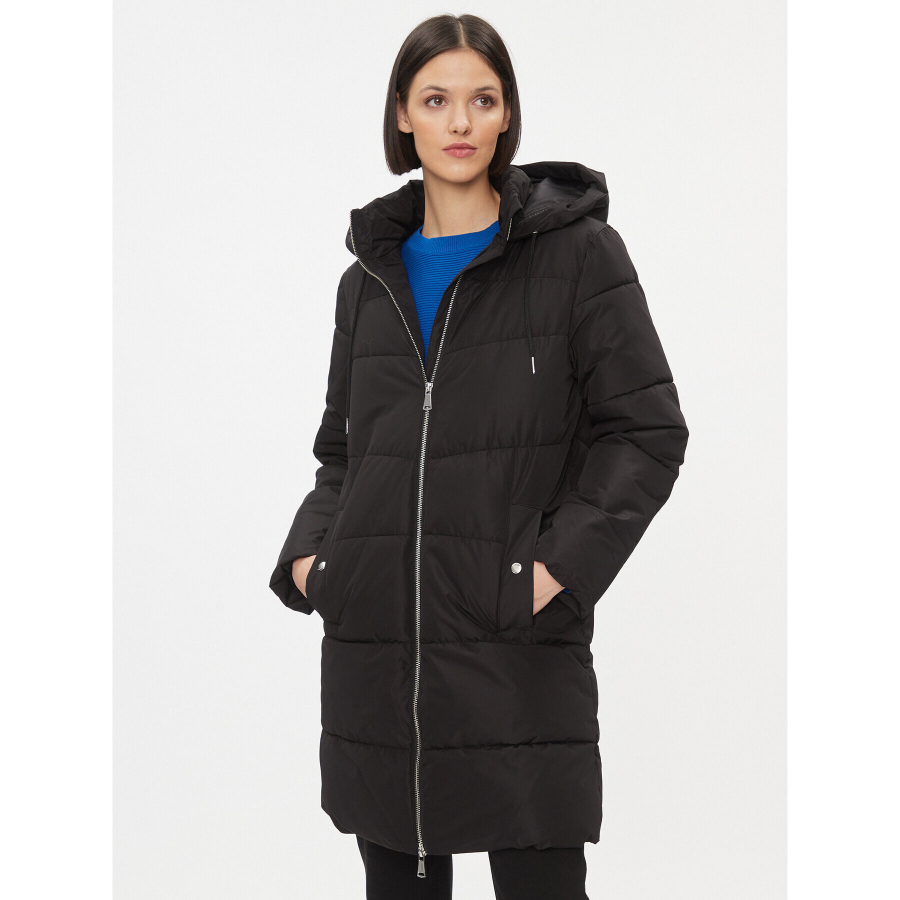 JDY Пухено яке 15300564 Черен Regular Fit - Pepit.bg