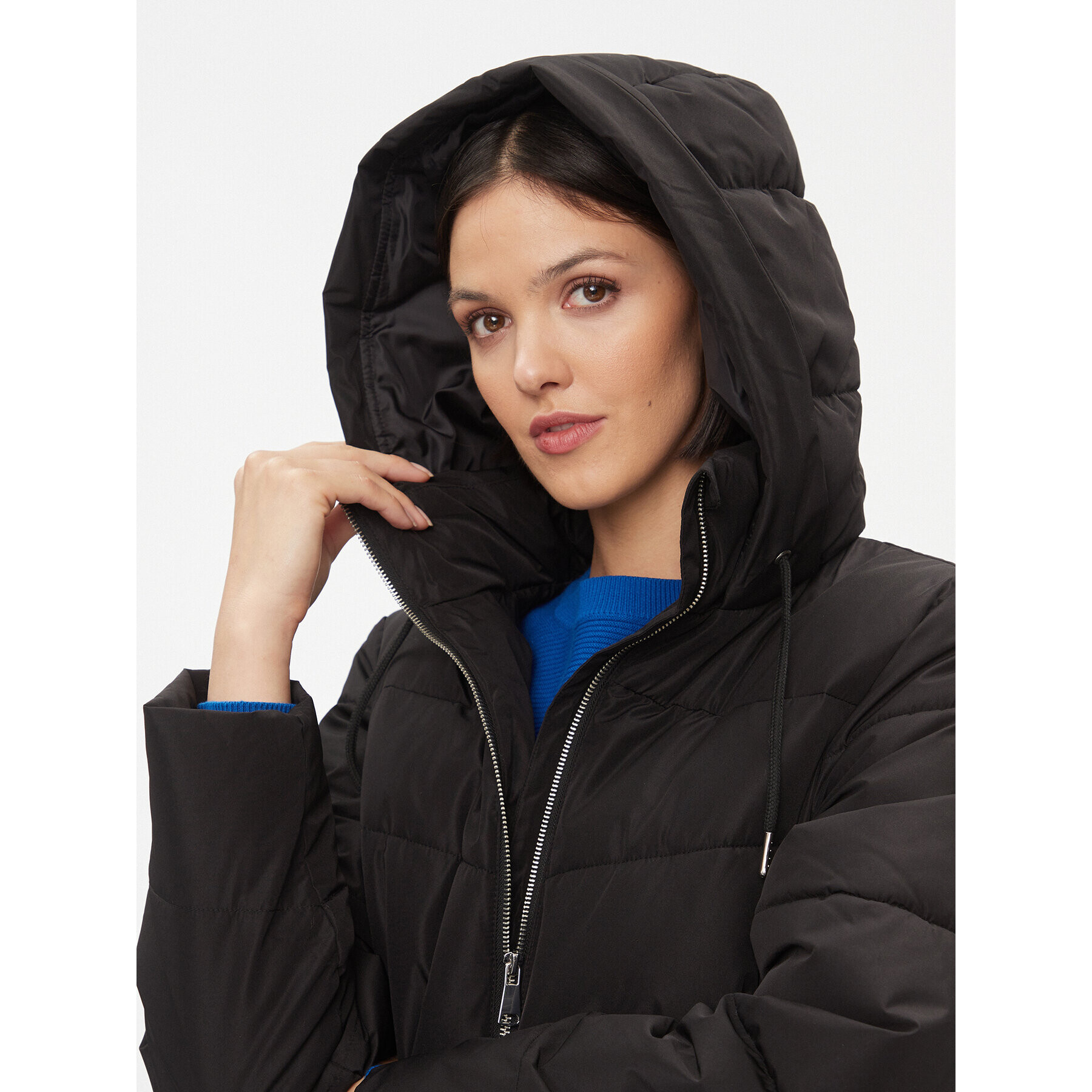 JDY Пухено яке 15300564 Черен Regular Fit - Pepit.bg