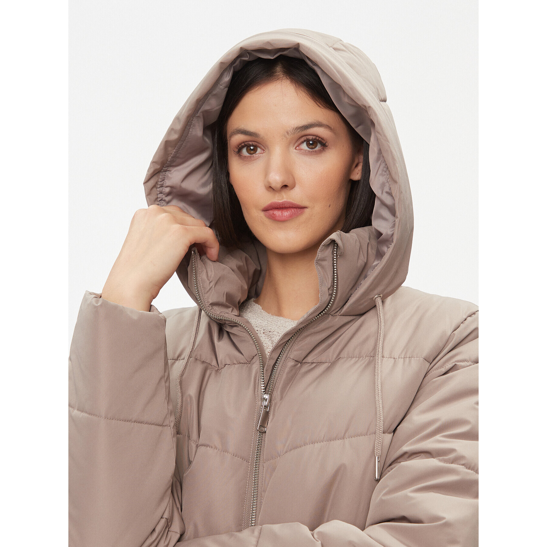 JDY Пухено яке 15300564 Кафяв Regular Fit - Pepit.bg