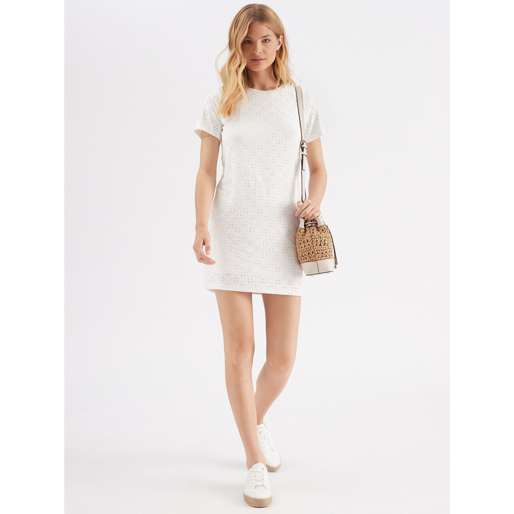 JDY Рокля 15291942 Бял Loose Fit - Pepit.bg