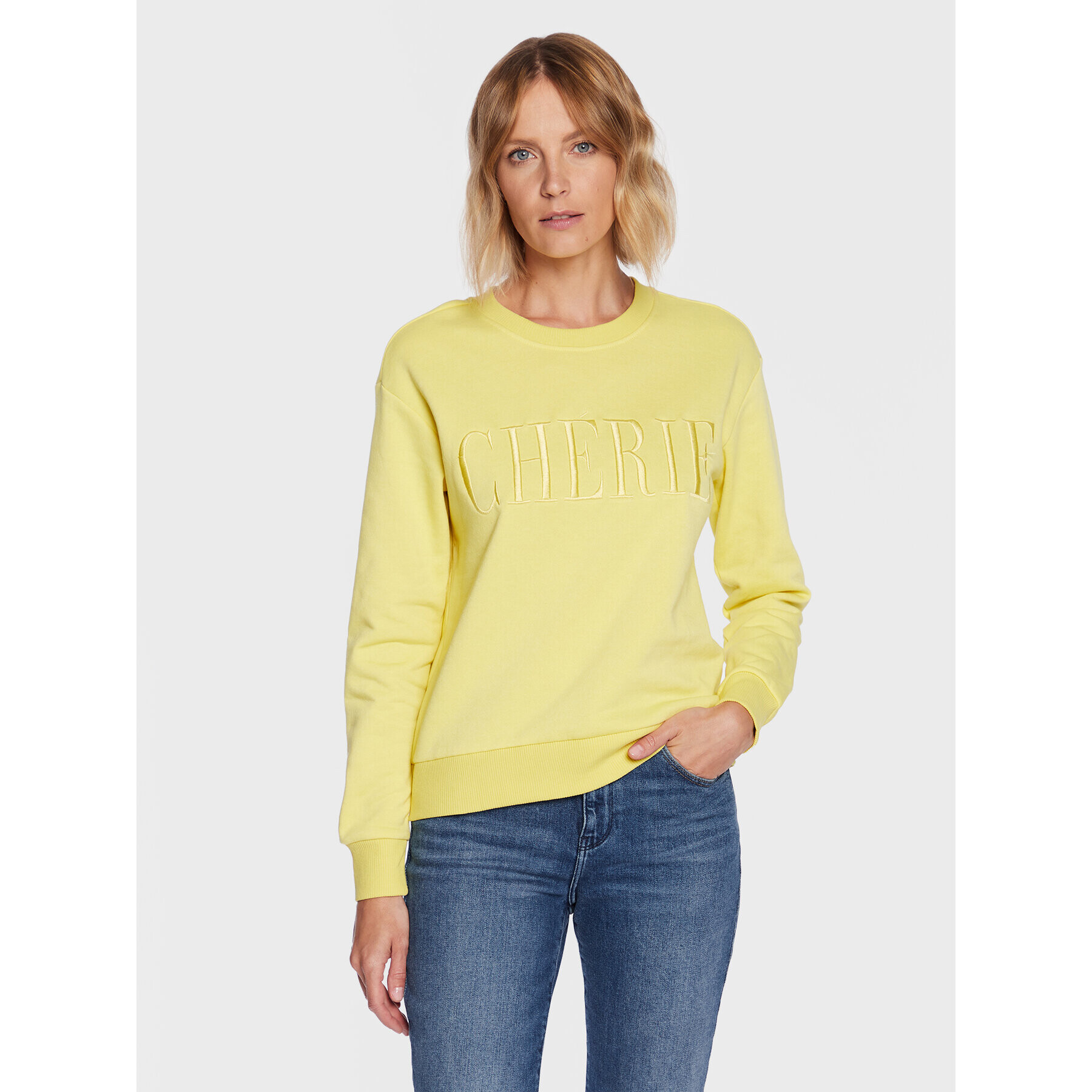JDY Суитшърт Paris 15221015 Жълт Regular Fit - Pepit.bg