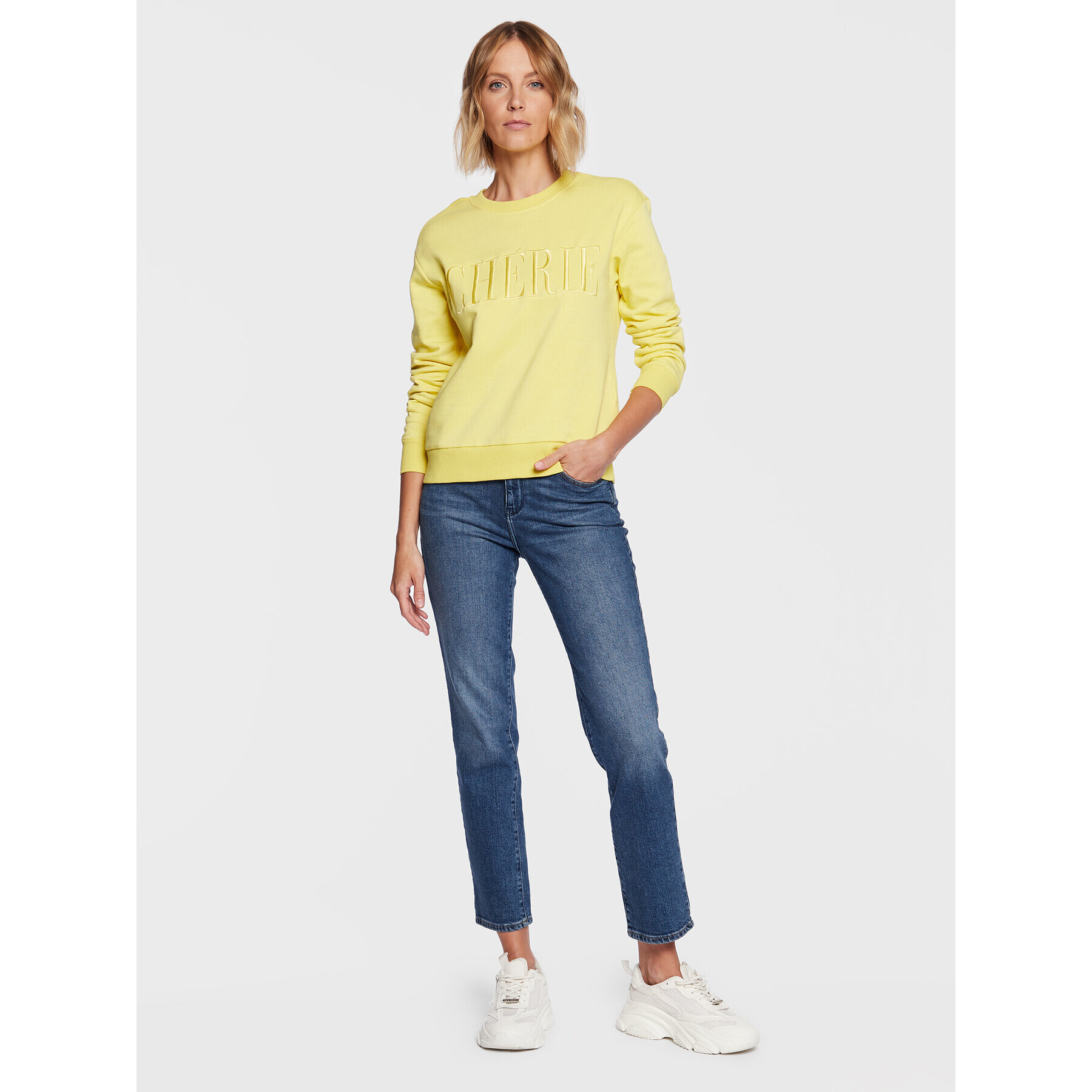 JDY Суитшърт Paris 15221015 Жълт Regular Fit - Pepit.bg
