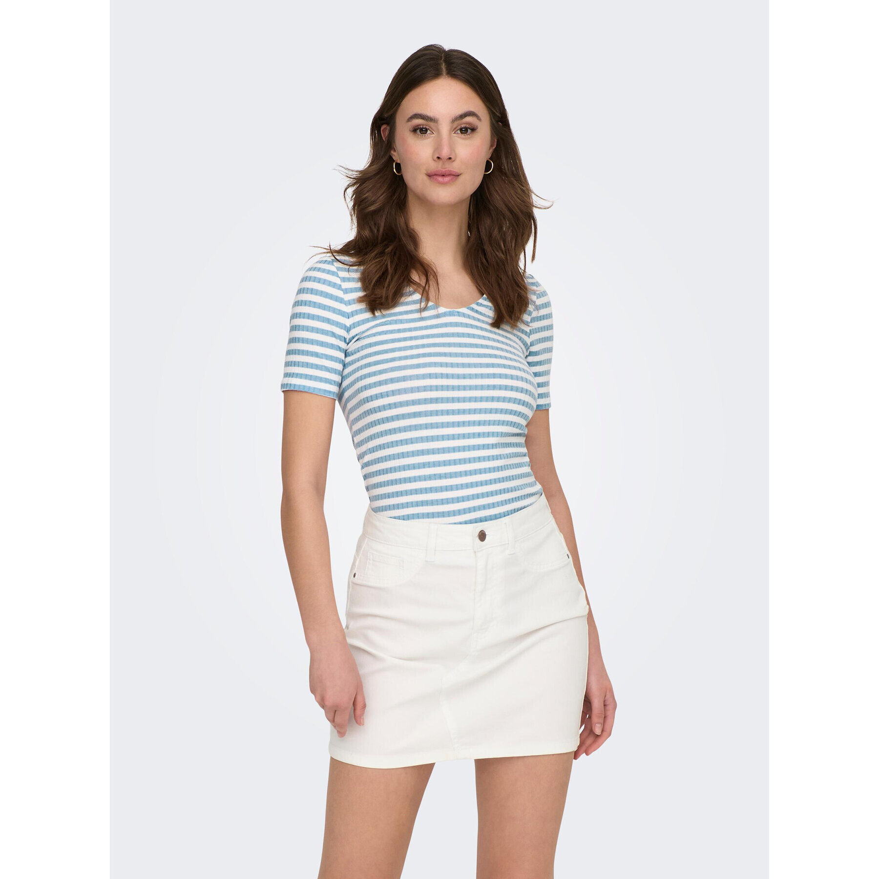 JDY Тишърт 15253481 Син Stretch Fit - Pepit.bg