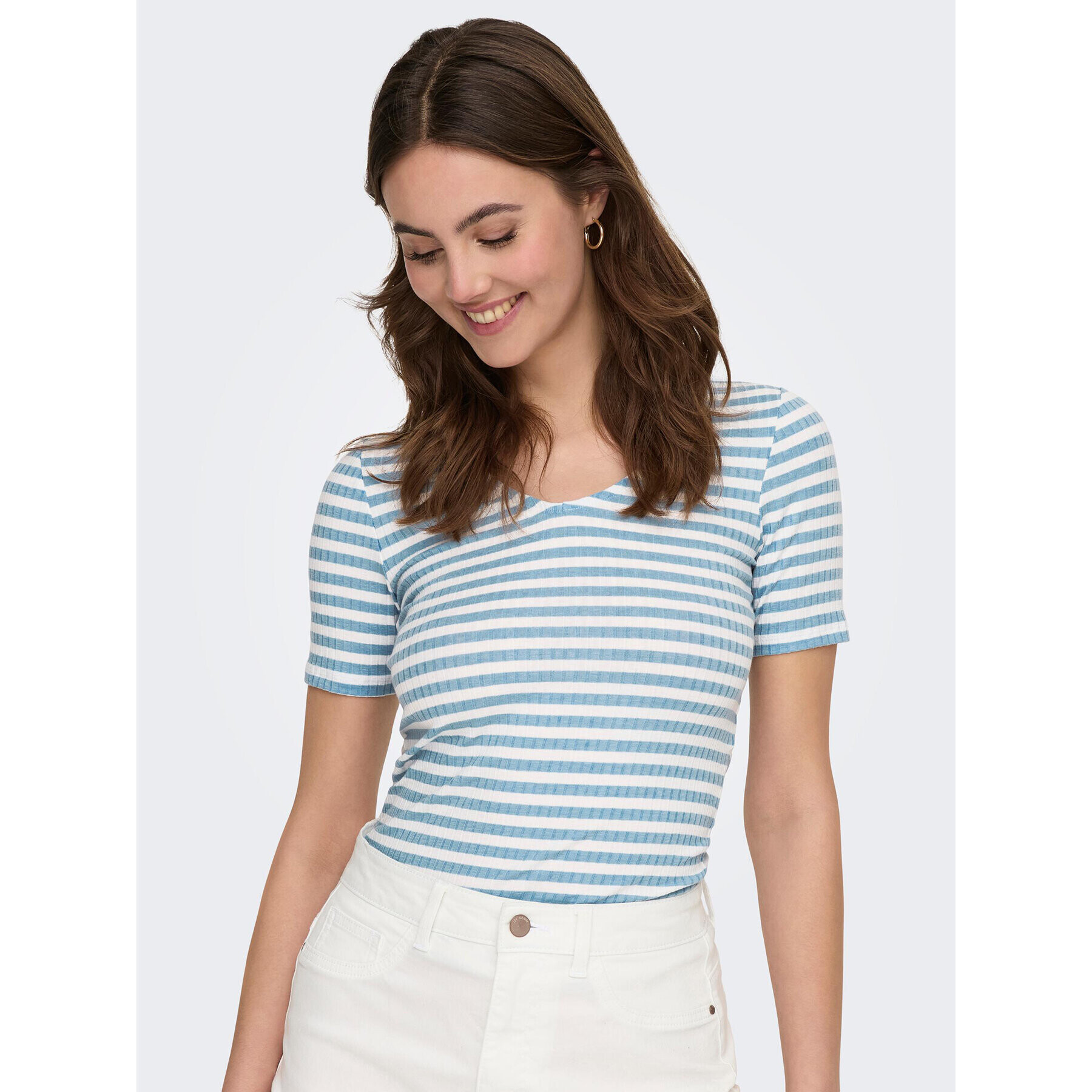 JDY Тишърт 15253481 Син Stretch Fit - Pepit.bg