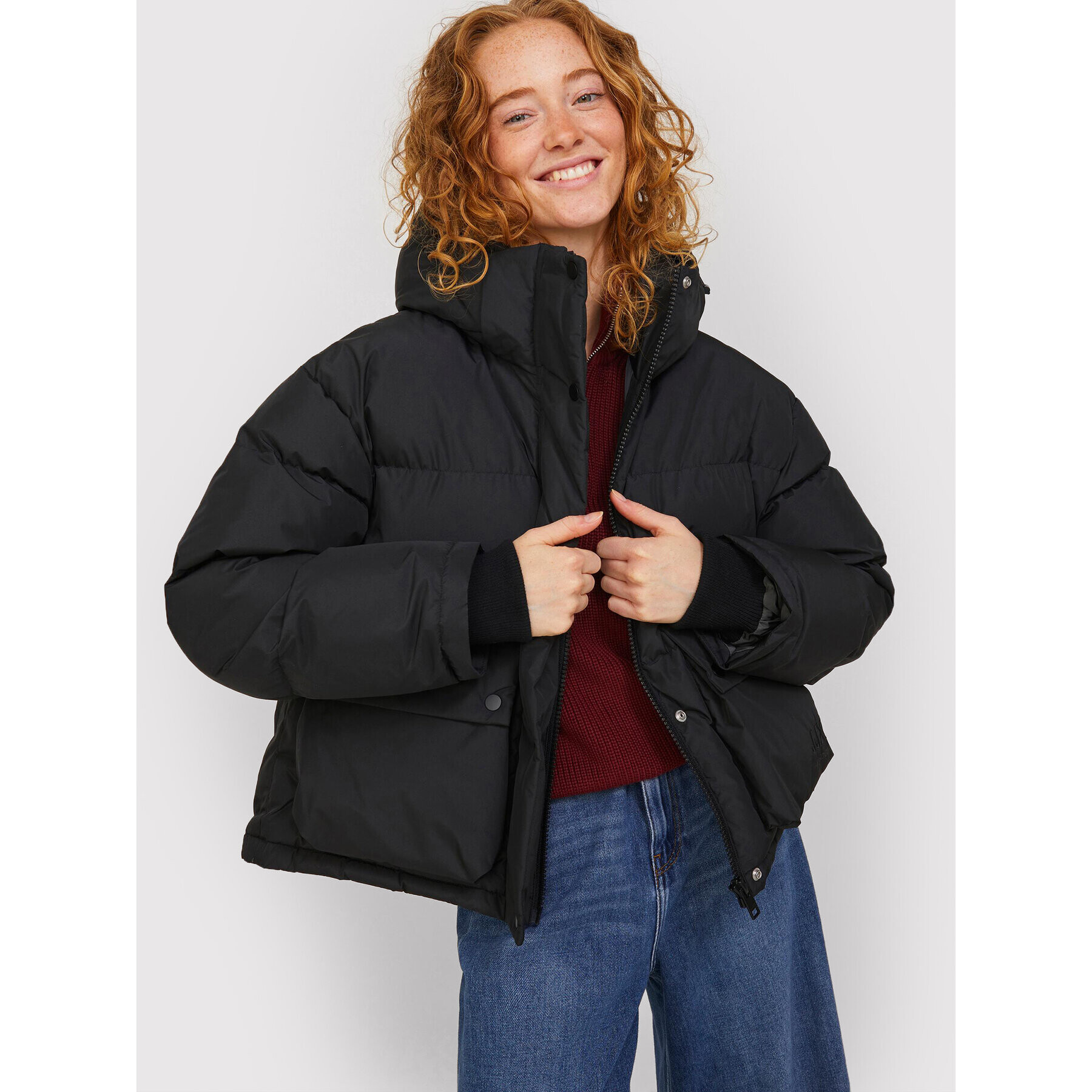 JJXX Пухено яке Birdie 12214745 Черен Regular Fit - Pepit.bg
