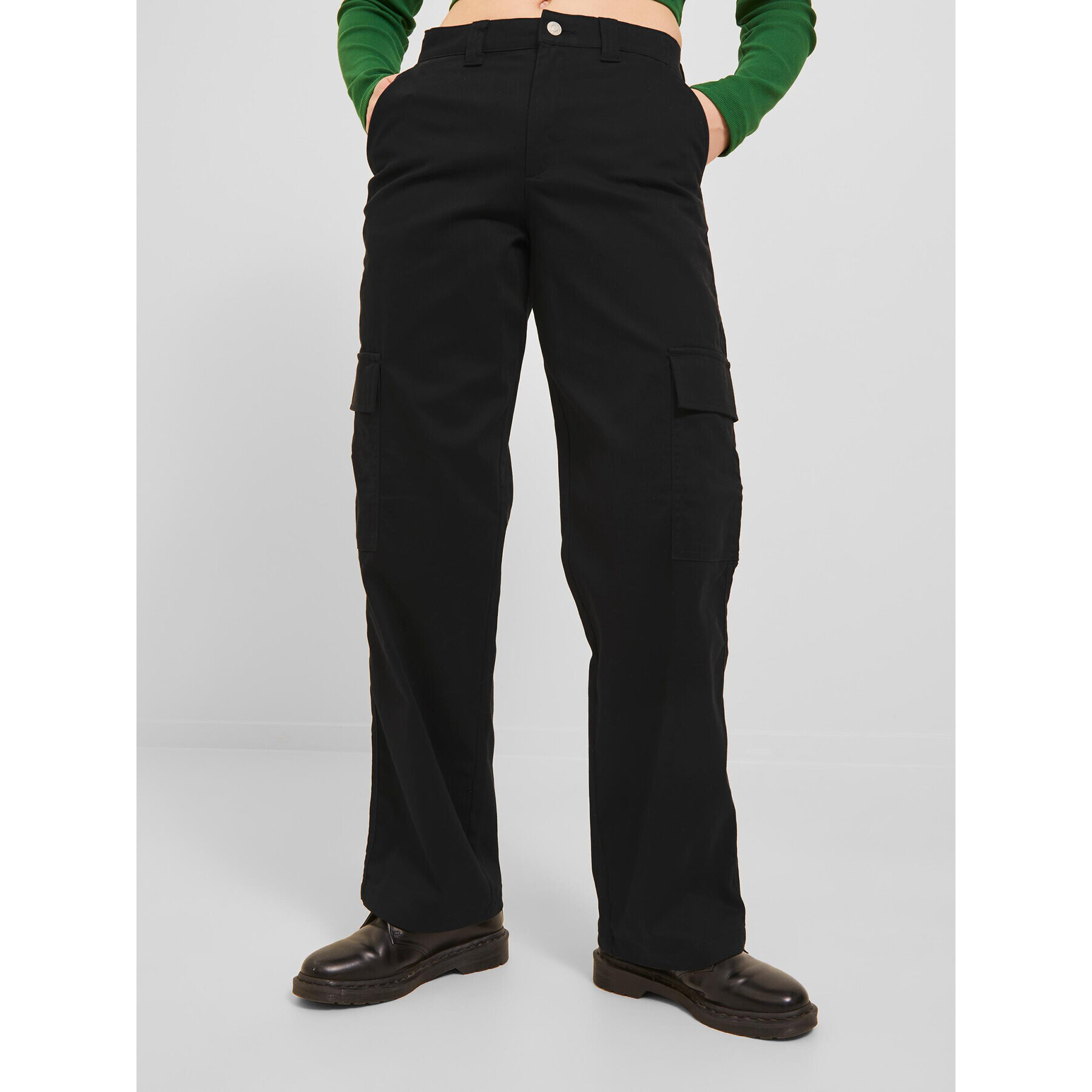 JJXX Текстилни панталони 12236946 Черен Regular Fit - Pepit.bg
