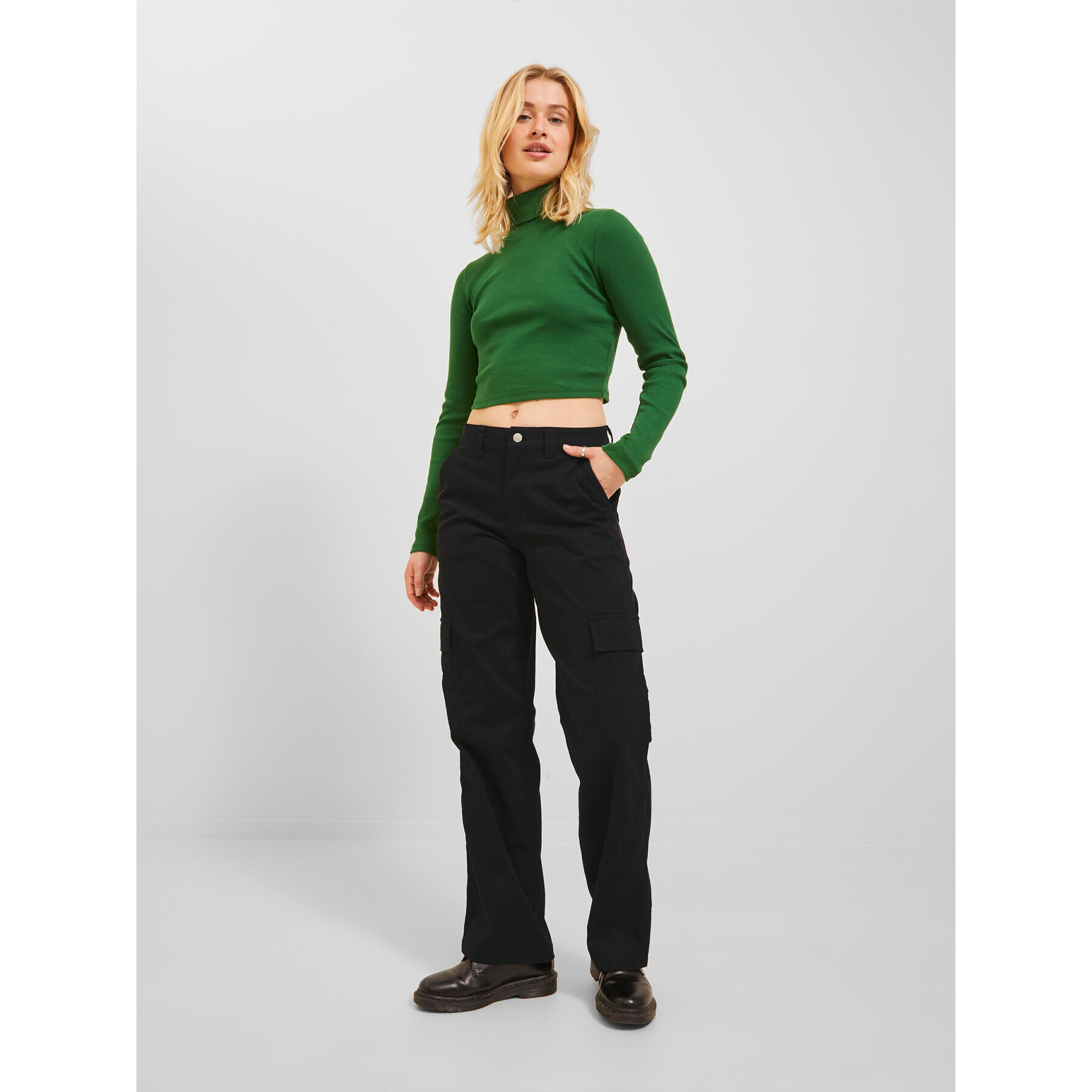 JJXX Текстилни панталони 12236946 Черен Regular Fit - Pepit.bg