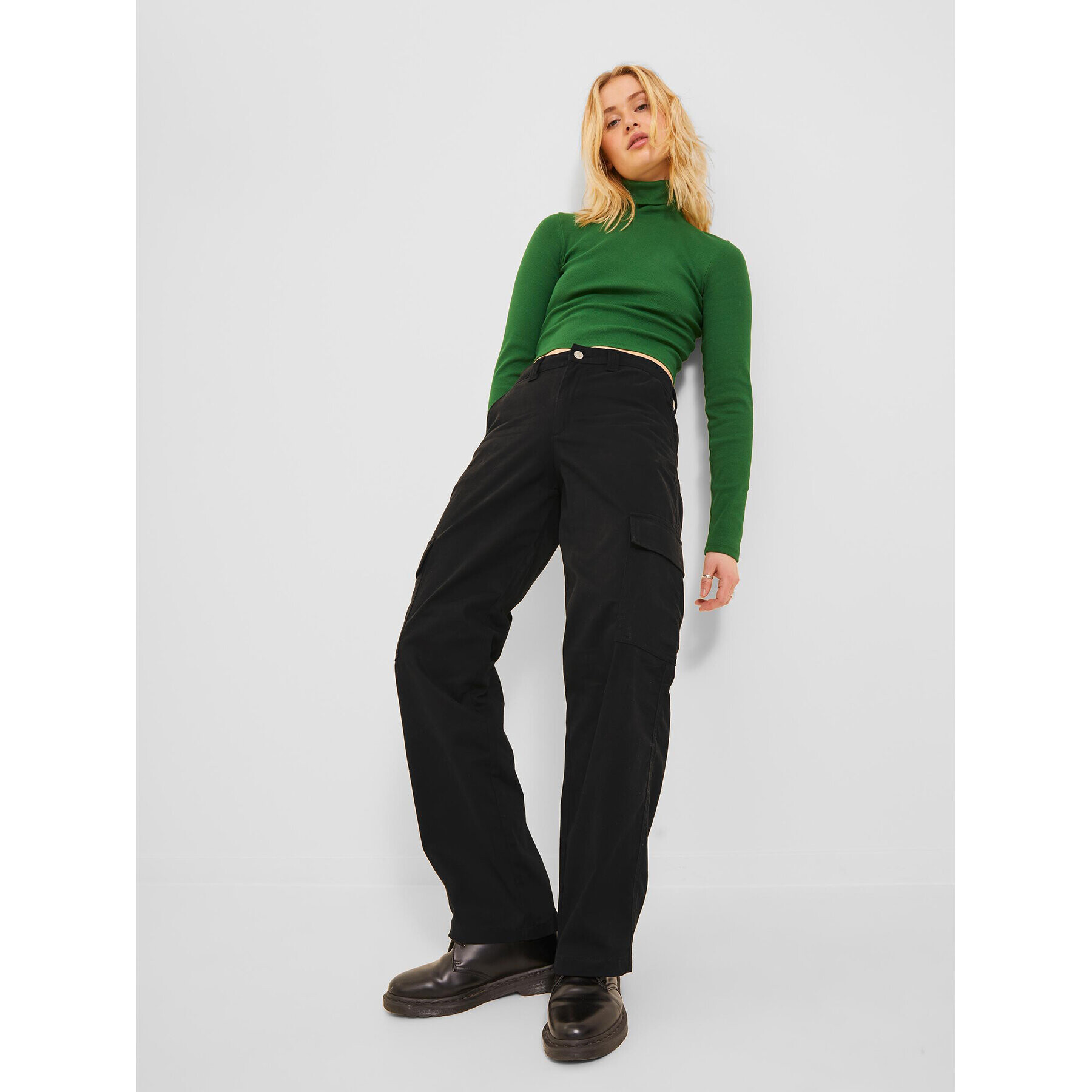 JJXX Текстилни панталони 12236946 Черен Regular Fit - Pepit.bg