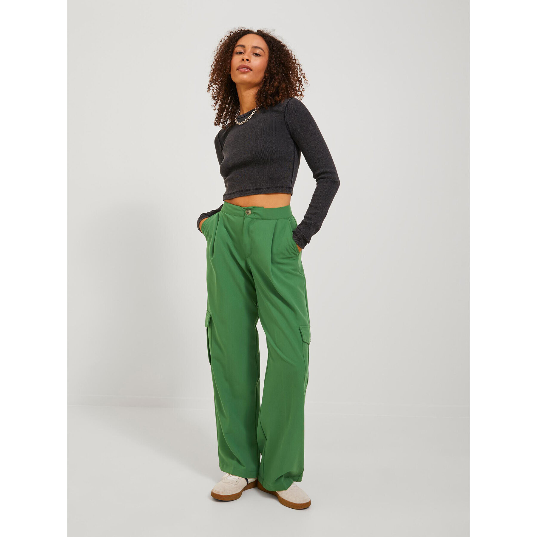 JJXX Текстилни панталони 12238354 Зелен Regular Fit - Pepit.bg