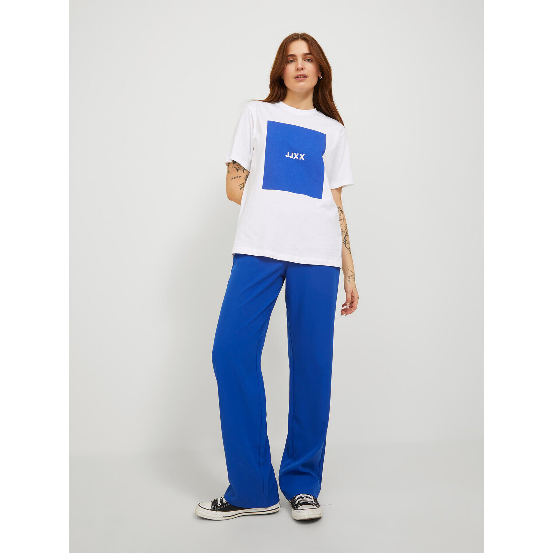 JJXX Тишърт 12204837 Бял Relaxed Fit - Pepit.bg