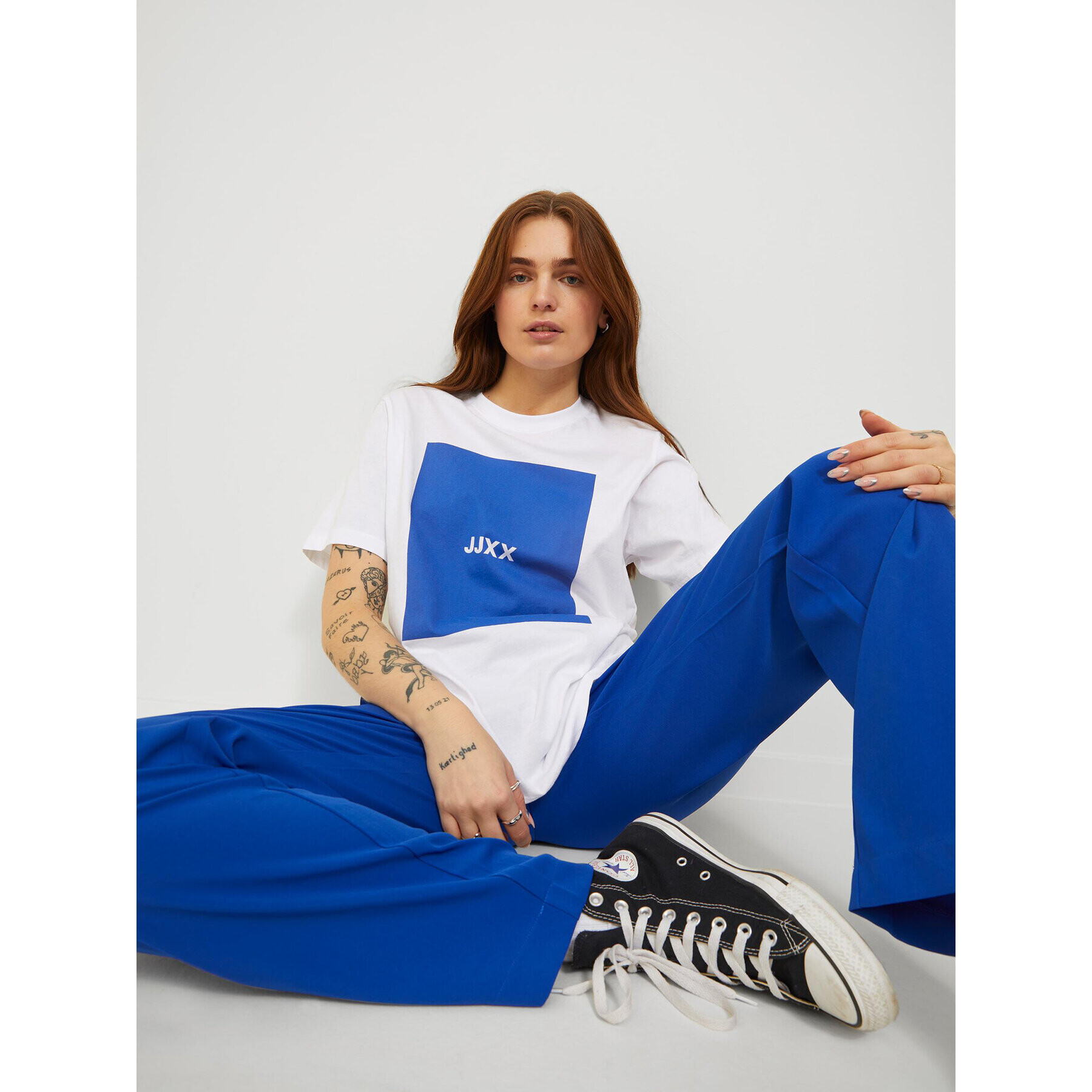 JJXX Тишърт 12204837 Бял Relaxed Fit - Pepit.bg