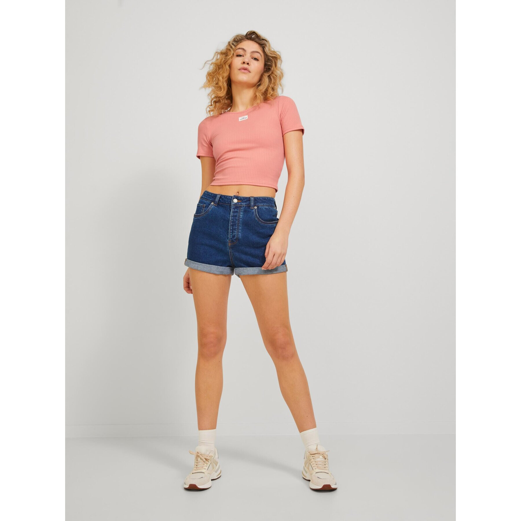 JJXX Тишърт 12225589 Розов Stretch Fit - Pepit.bg