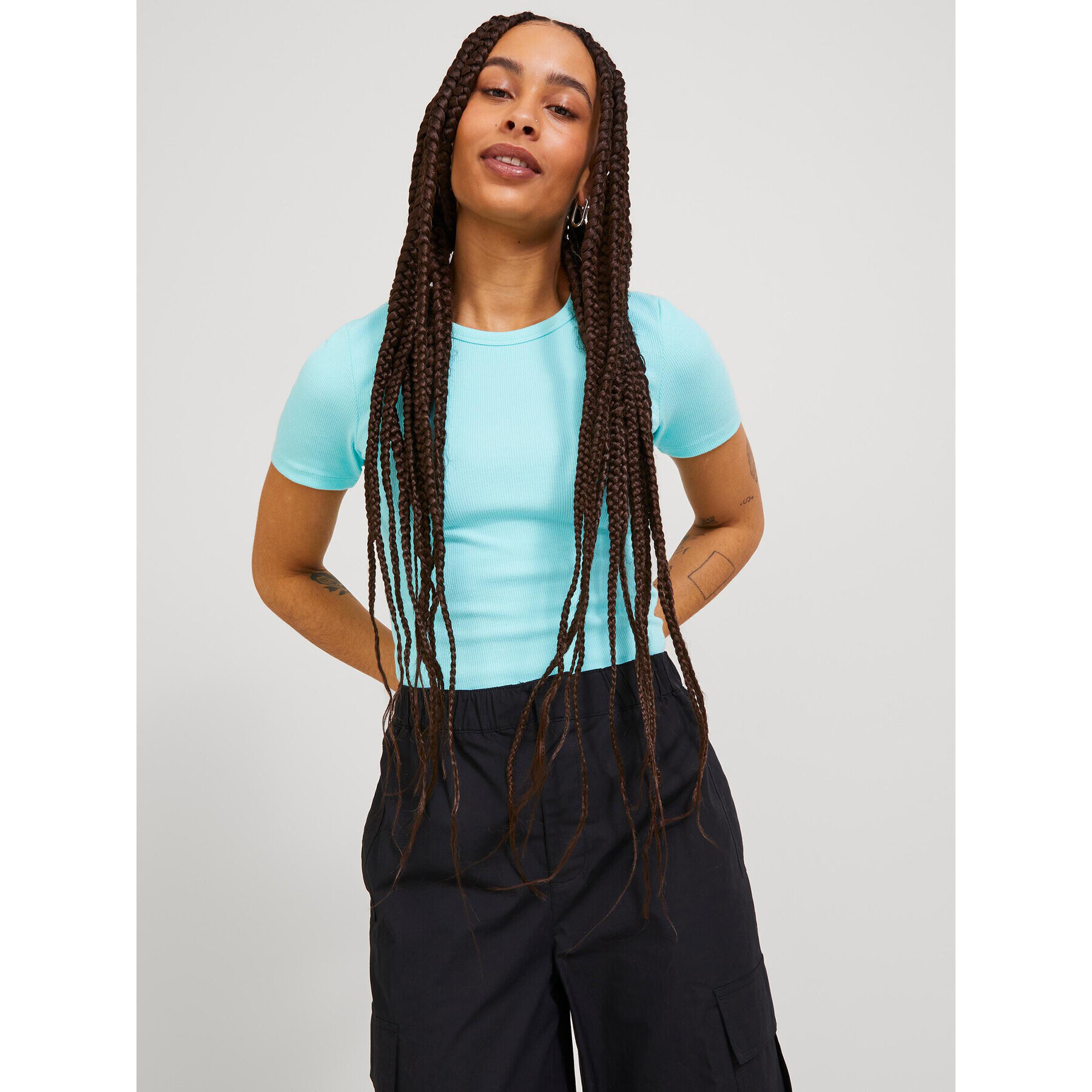 JJXX Тишърт 12231716 Син Stretch Fit - Pepit.bg