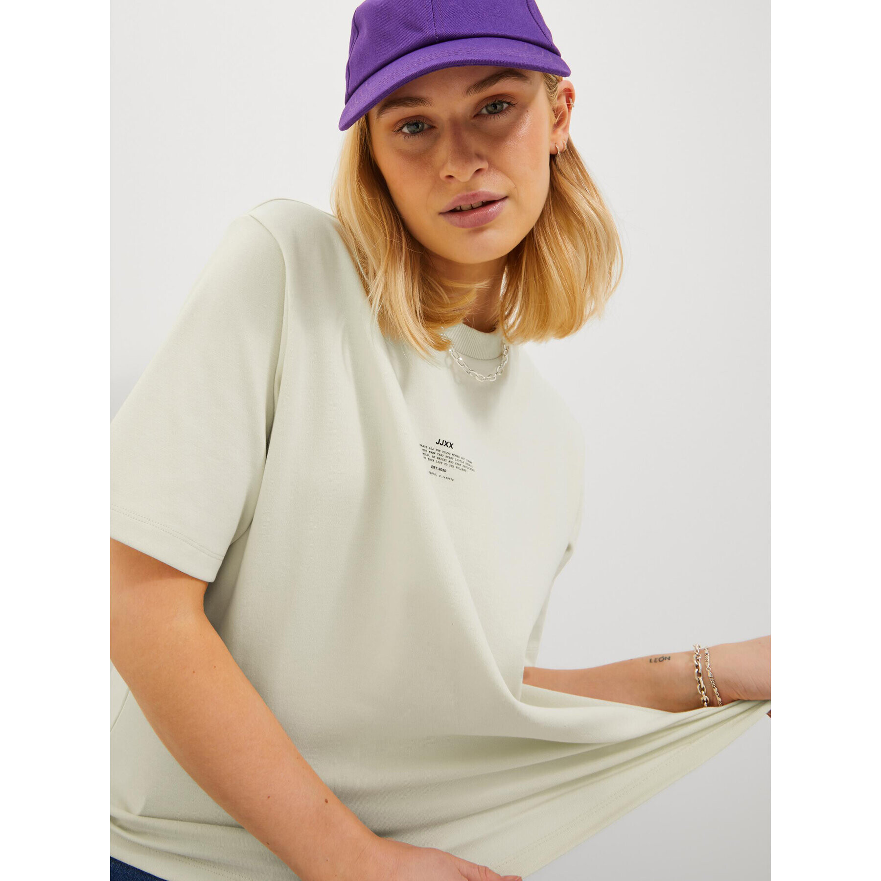 JJXX Тишърт 12241203 Екрю Loose Fit - Pepit.bg
