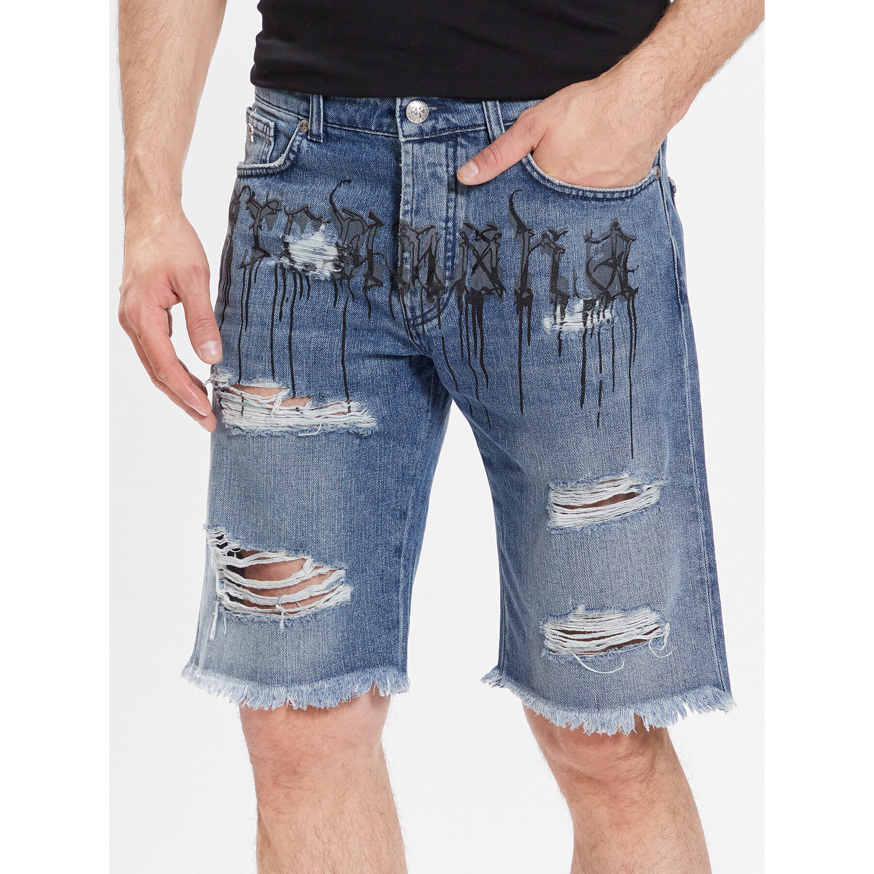 John Richmond Дънкови шорти Bermuda RMP23077BE Син Regular Fit - Pepit.bg