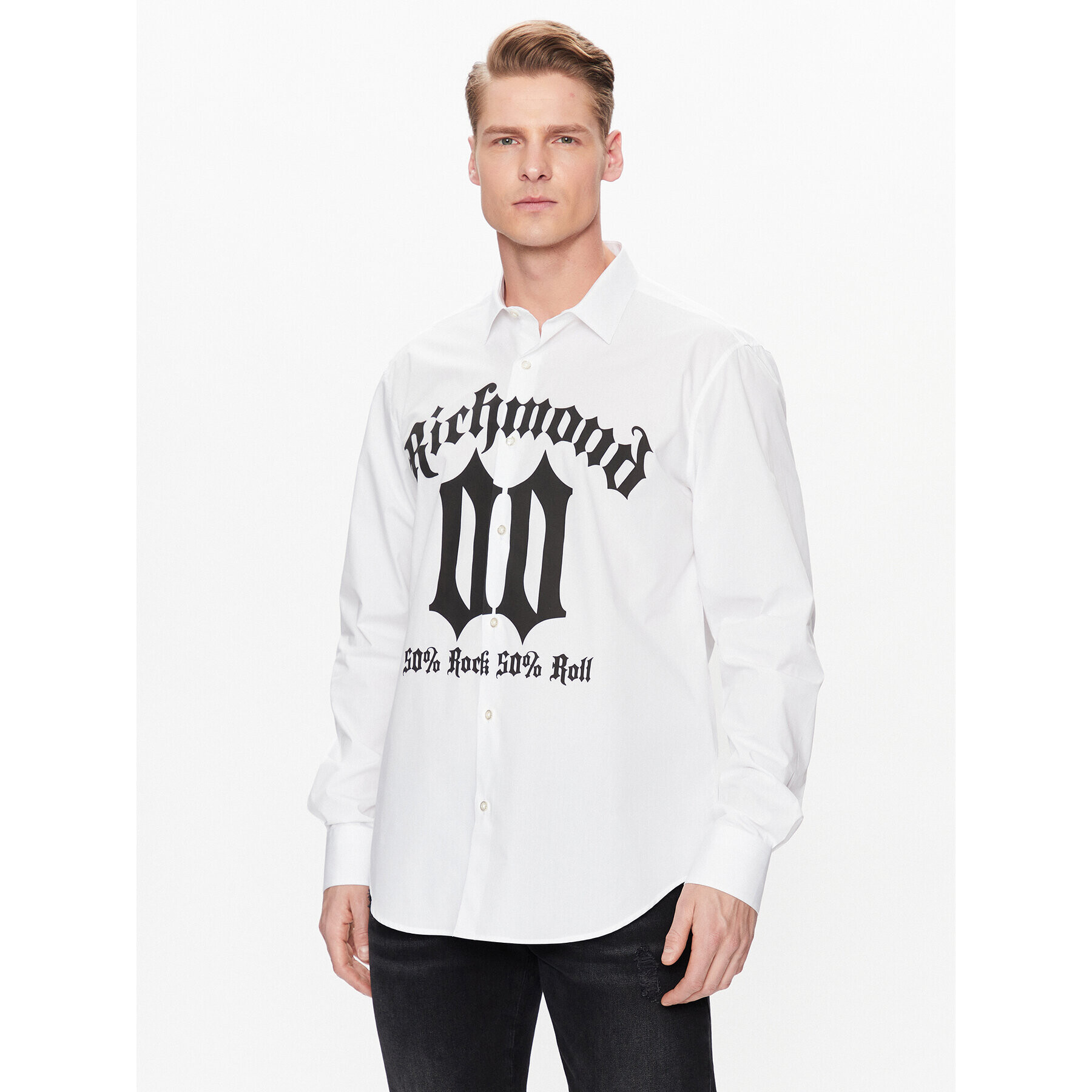John Richmond Риза RMP23011CA Бял Regular Fit - Pepit.bg