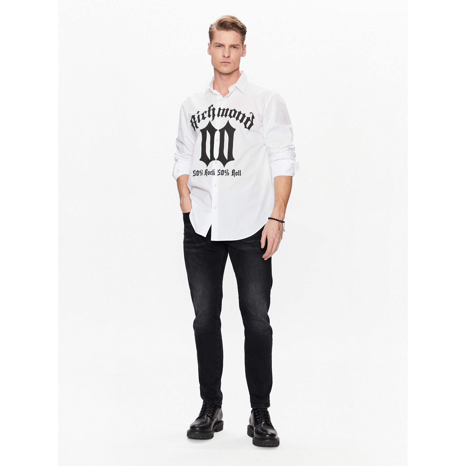 John Richmond Риза RMP23011CA Бял Regular Fit - Pepit.bg