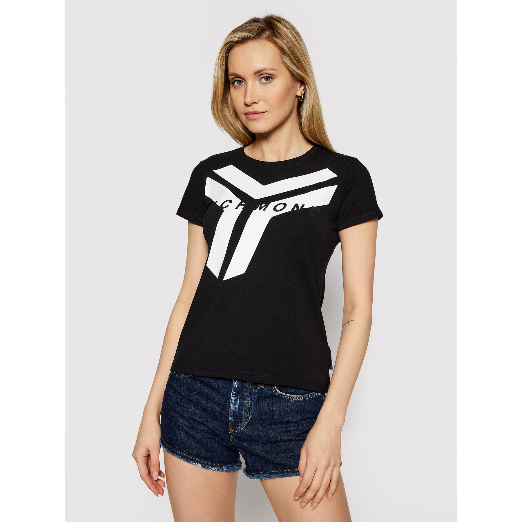 John Richmond Тишърт Caius UWP21073TS Черен Slim Fit - Pepit.bg