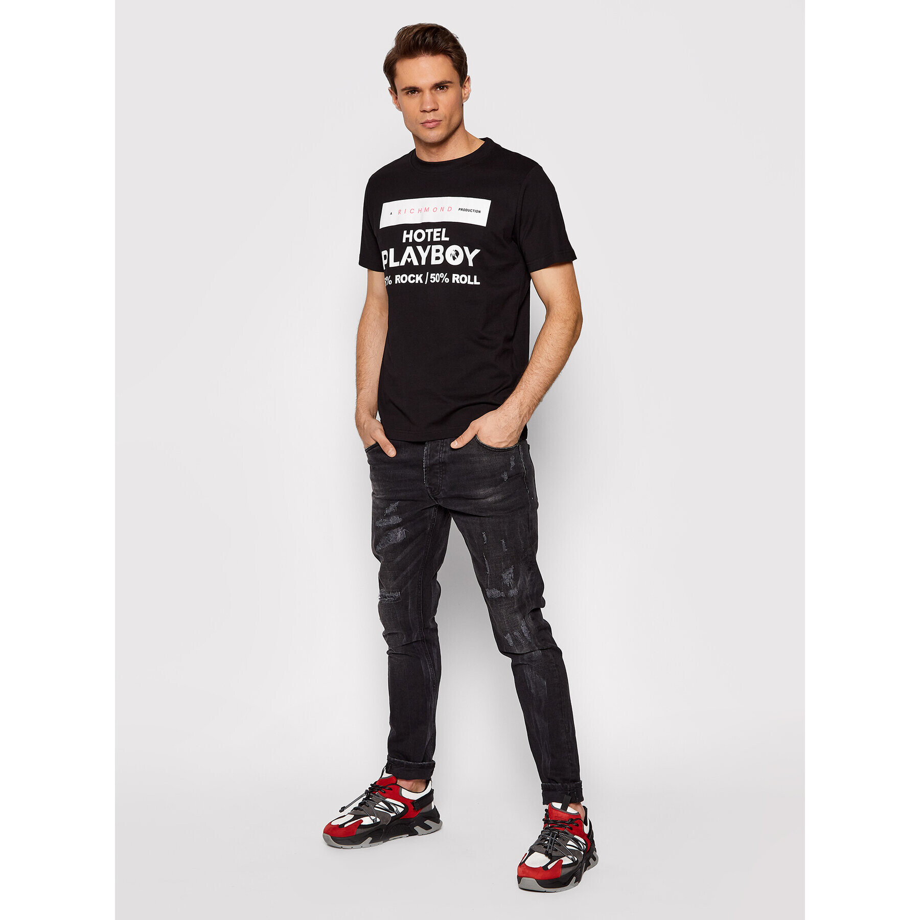 John Richmond Тишърт Dilga HMP22133TS Черен Regular Fit - Pepit.bg