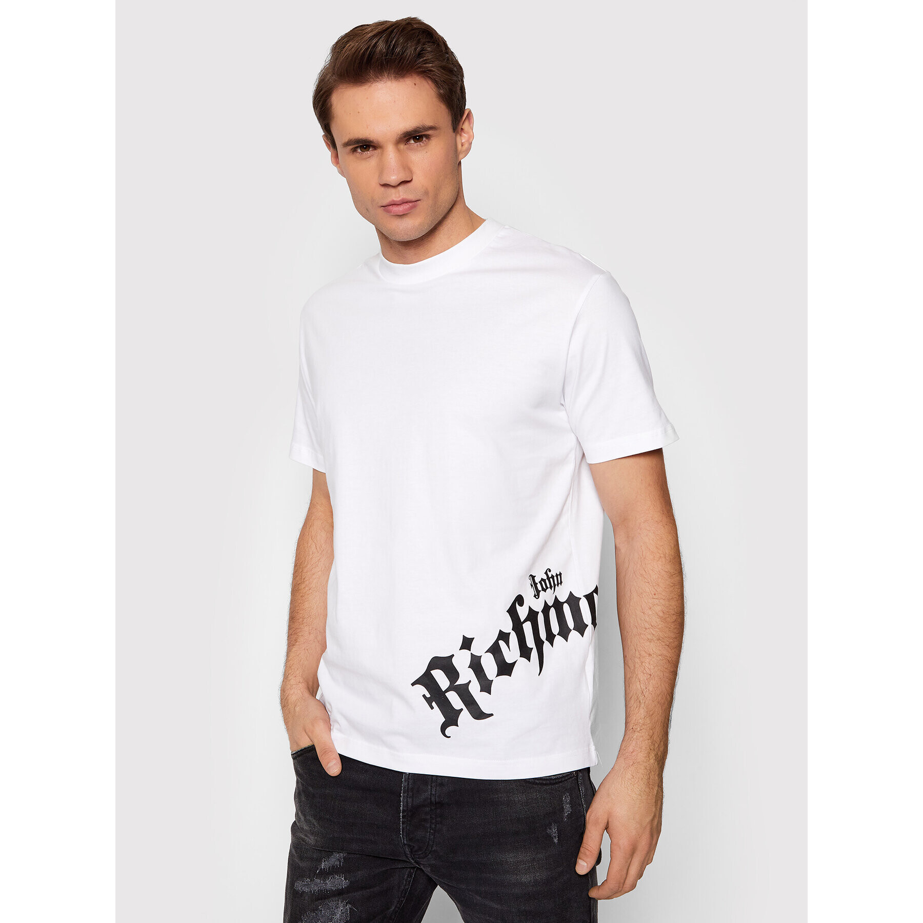 John Richmond Тишърт Fraxur UMP22106TS Бял Regular Fit - Pepit.bg