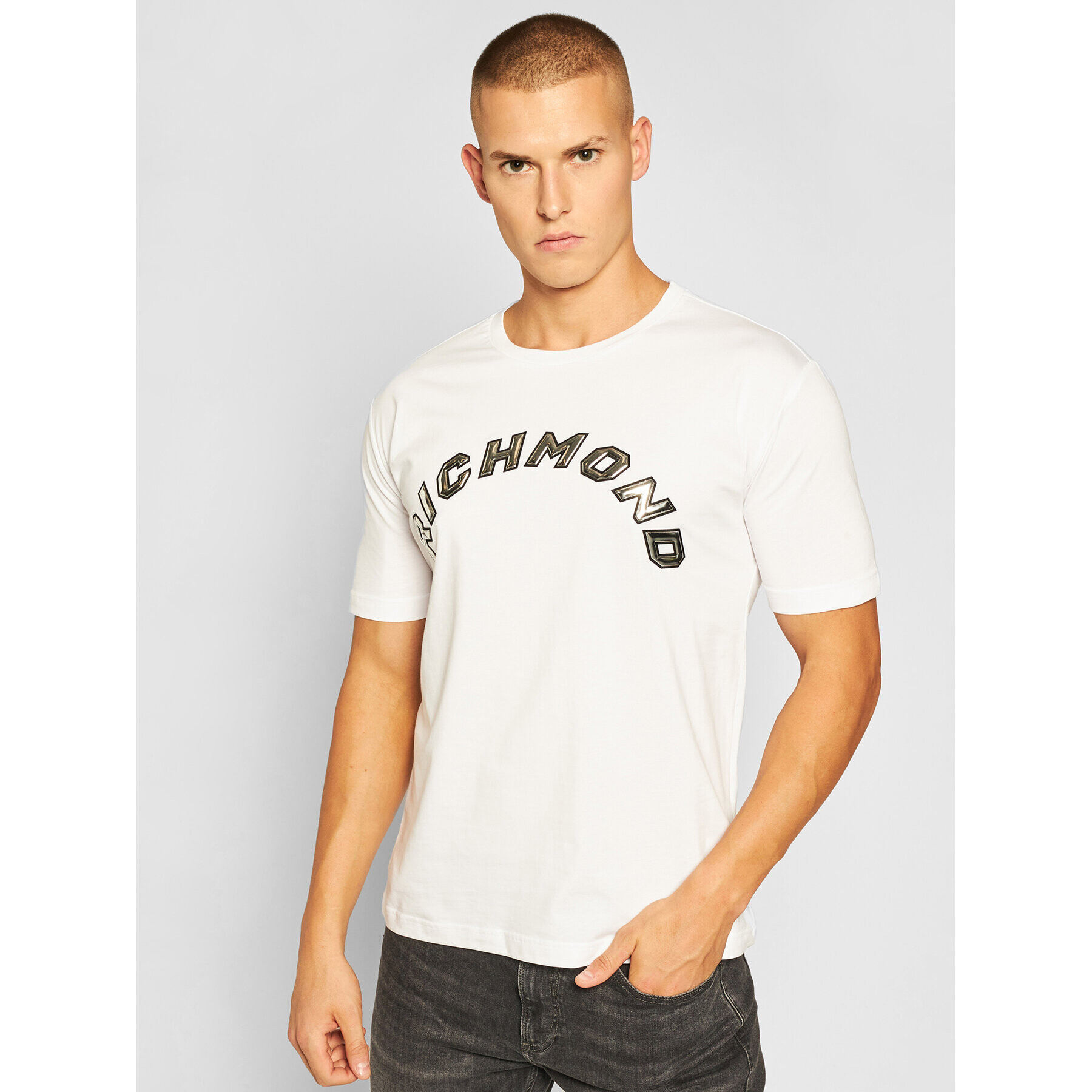 John Richmond Тишърт Hardball UMA20106TS Бял Regular Fit - Pepit.bg