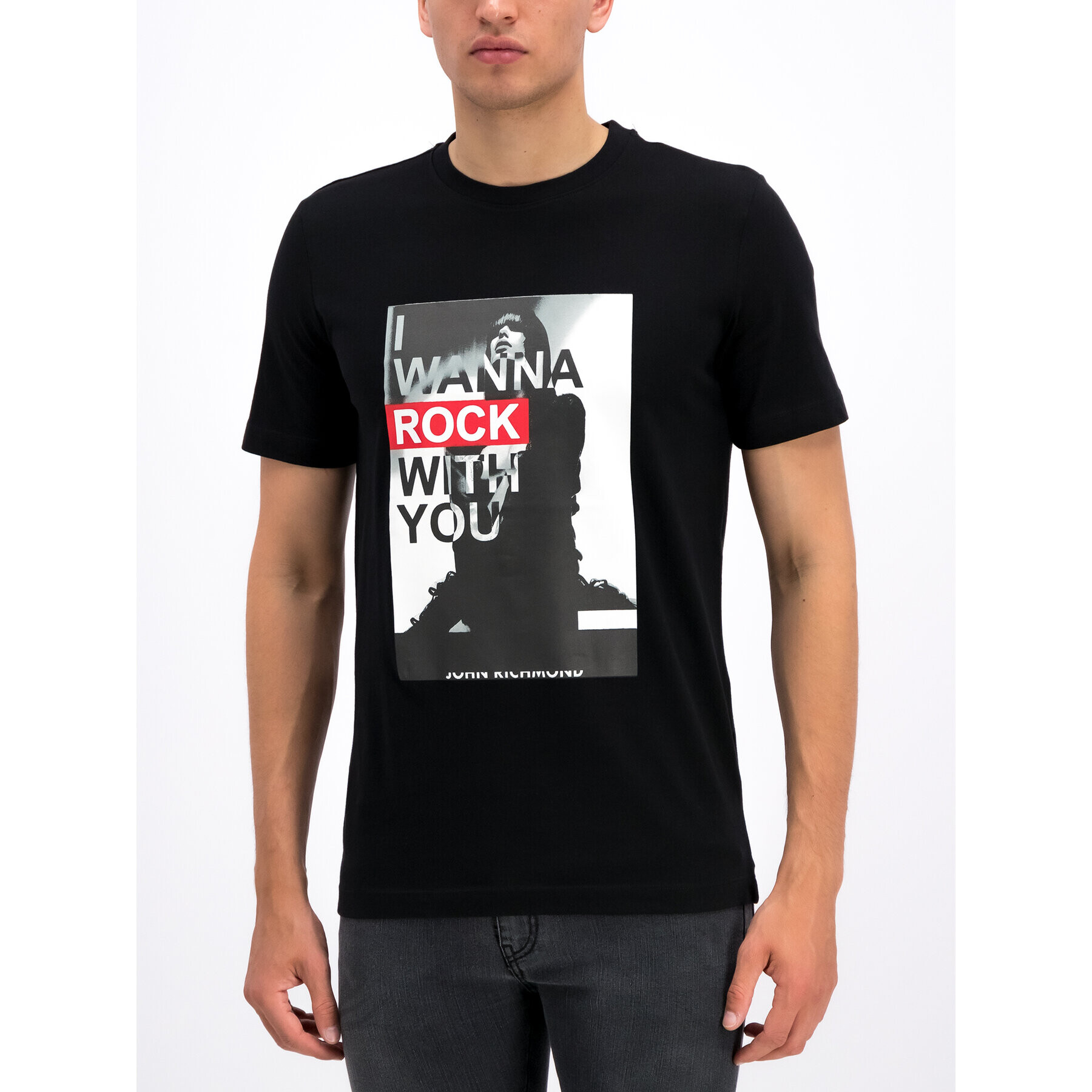 John Richmond Тишърт RMA19147TS Черен Regular Fit - Pepit.bg