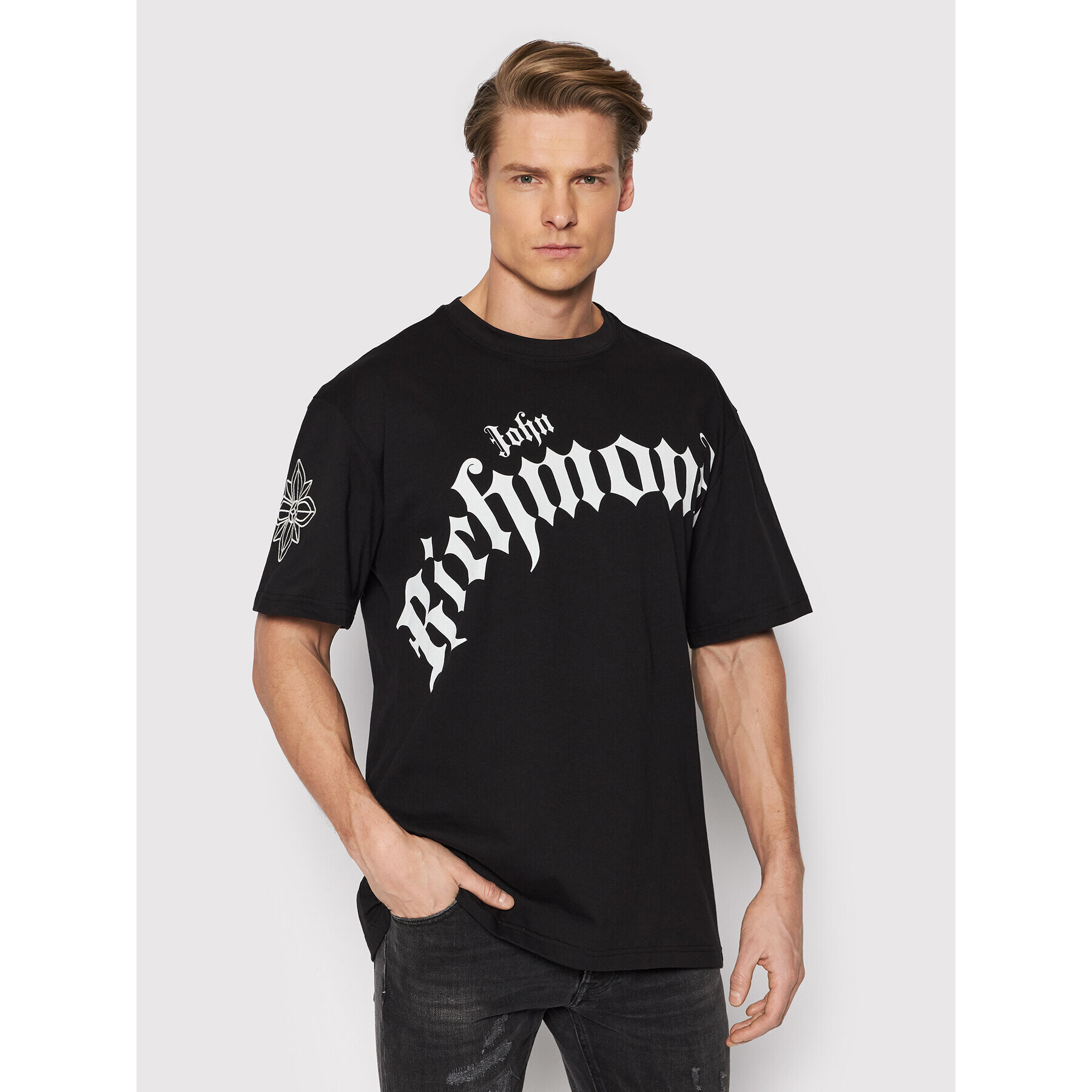 John Richmond Тишърт RMP22086TS Черен Relaxed Fit - Pepit.bg