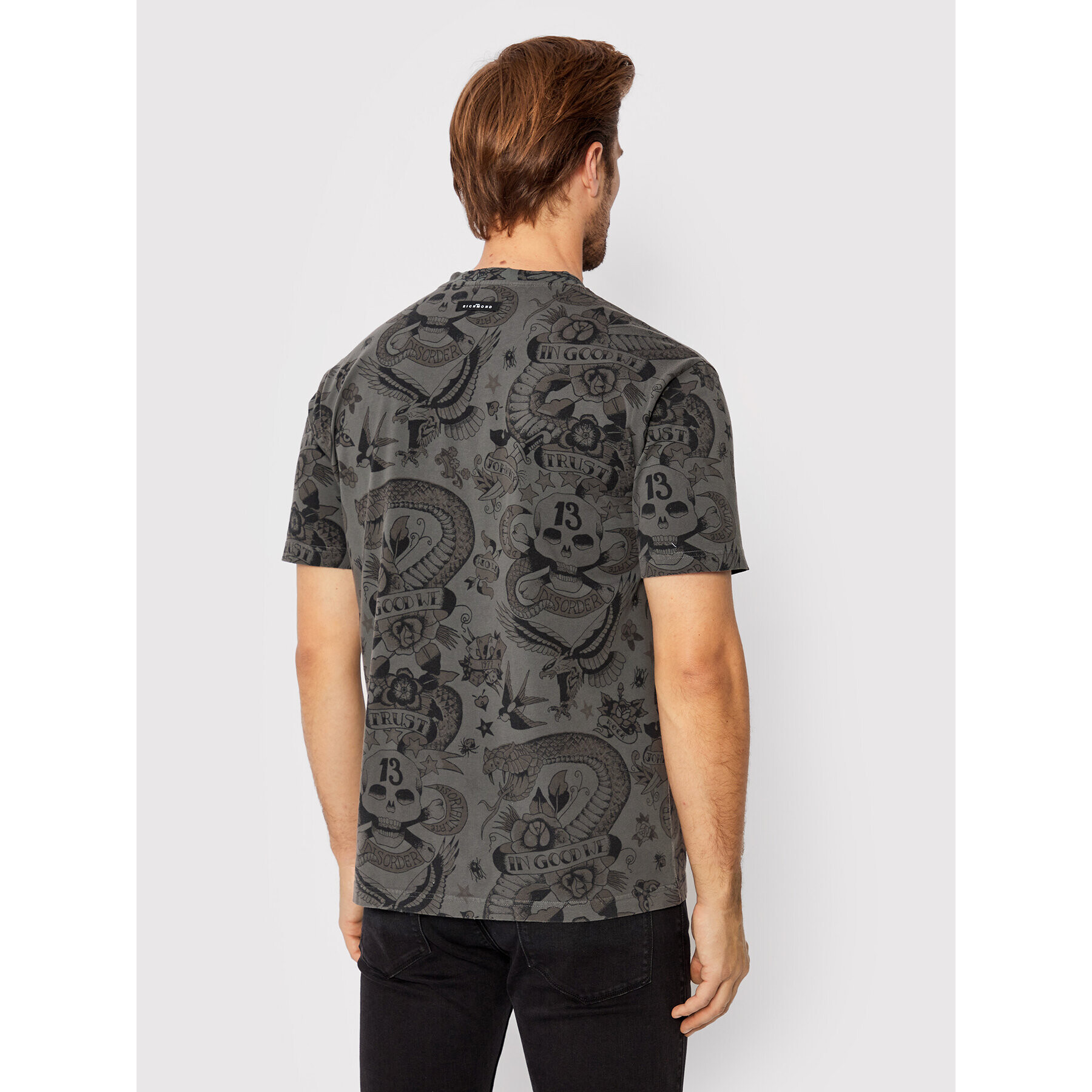 John Richmond Тишърт Tattoo Print RMA22077TS Сив Regular Fit - Pepit.bg