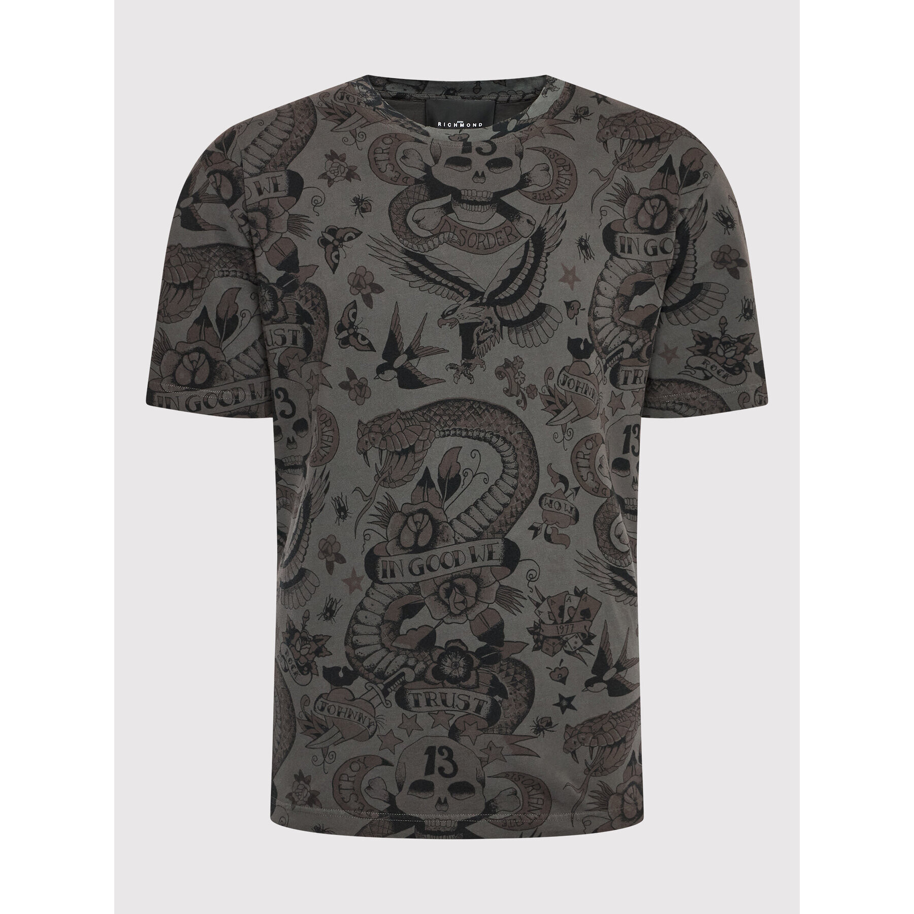 John Richmond Тишърт Tattoo Print RMA22077TS Сив Regular Fit - Pepit.bg
