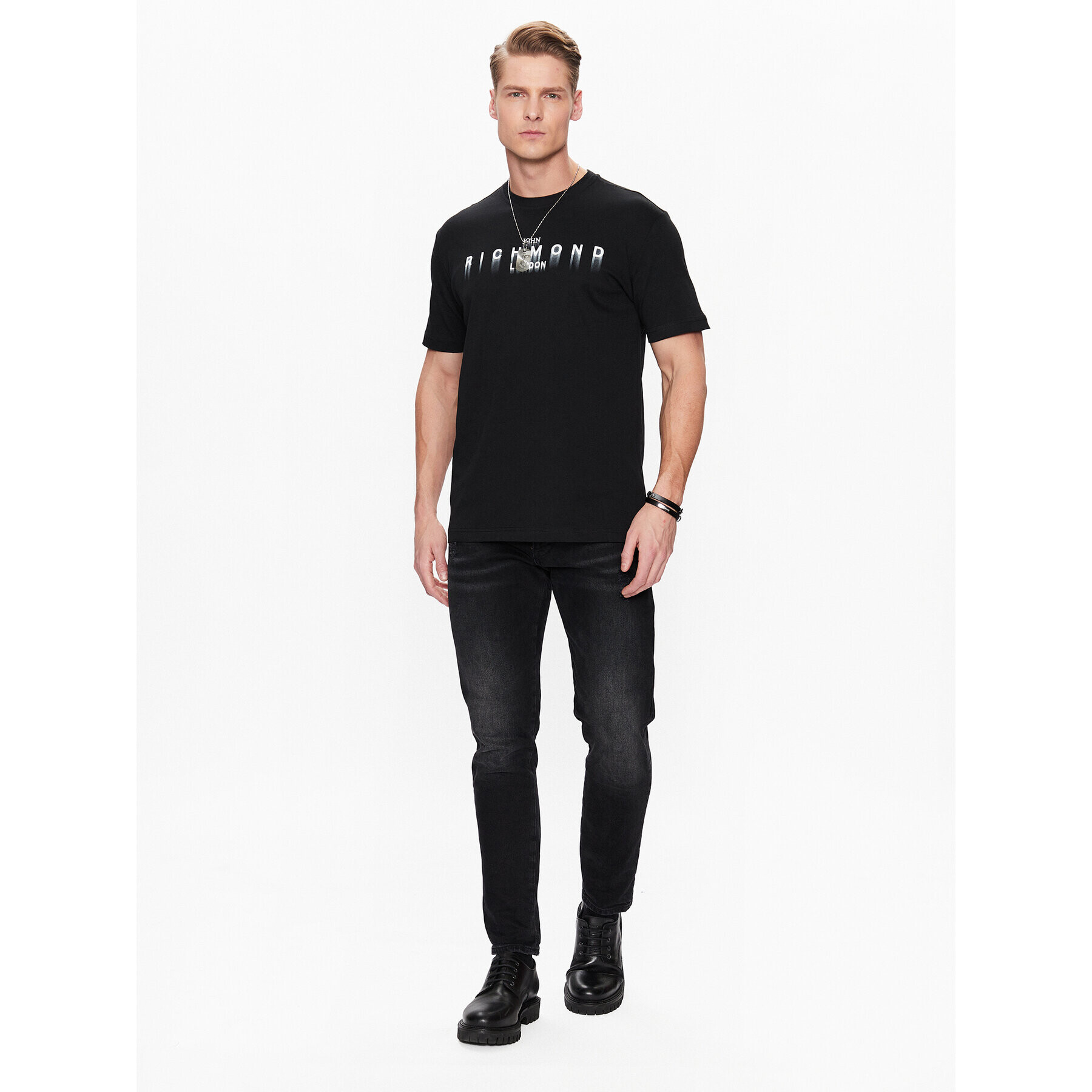 John Richmond Тишърт Tendex RMP23072TS Черен Regular Fit - Pepit.bg