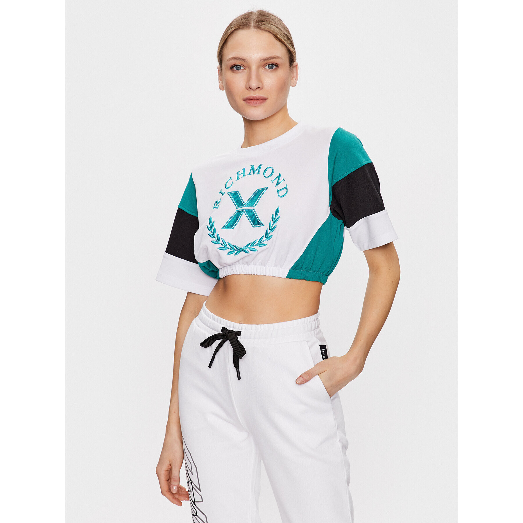 John Richmond Тишърт UWP23125TS Бял Cropp Fit - Pepit.bg