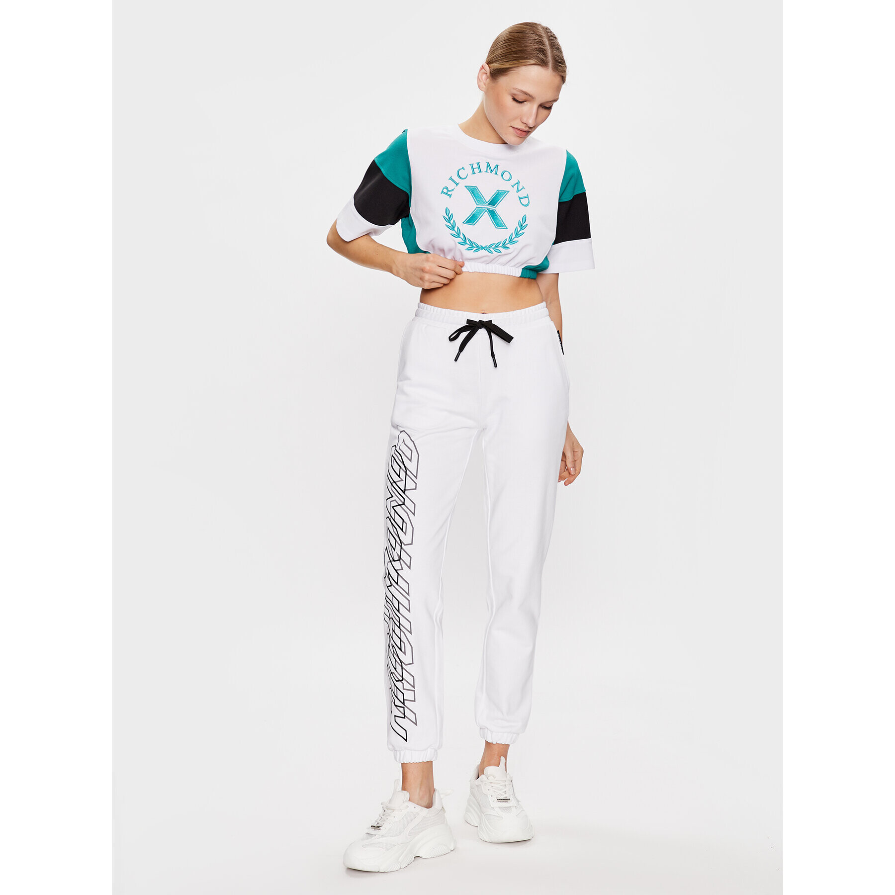 John Richmond Тишърт UWP23125TS Бял Cropp Fit - Pepit.bg