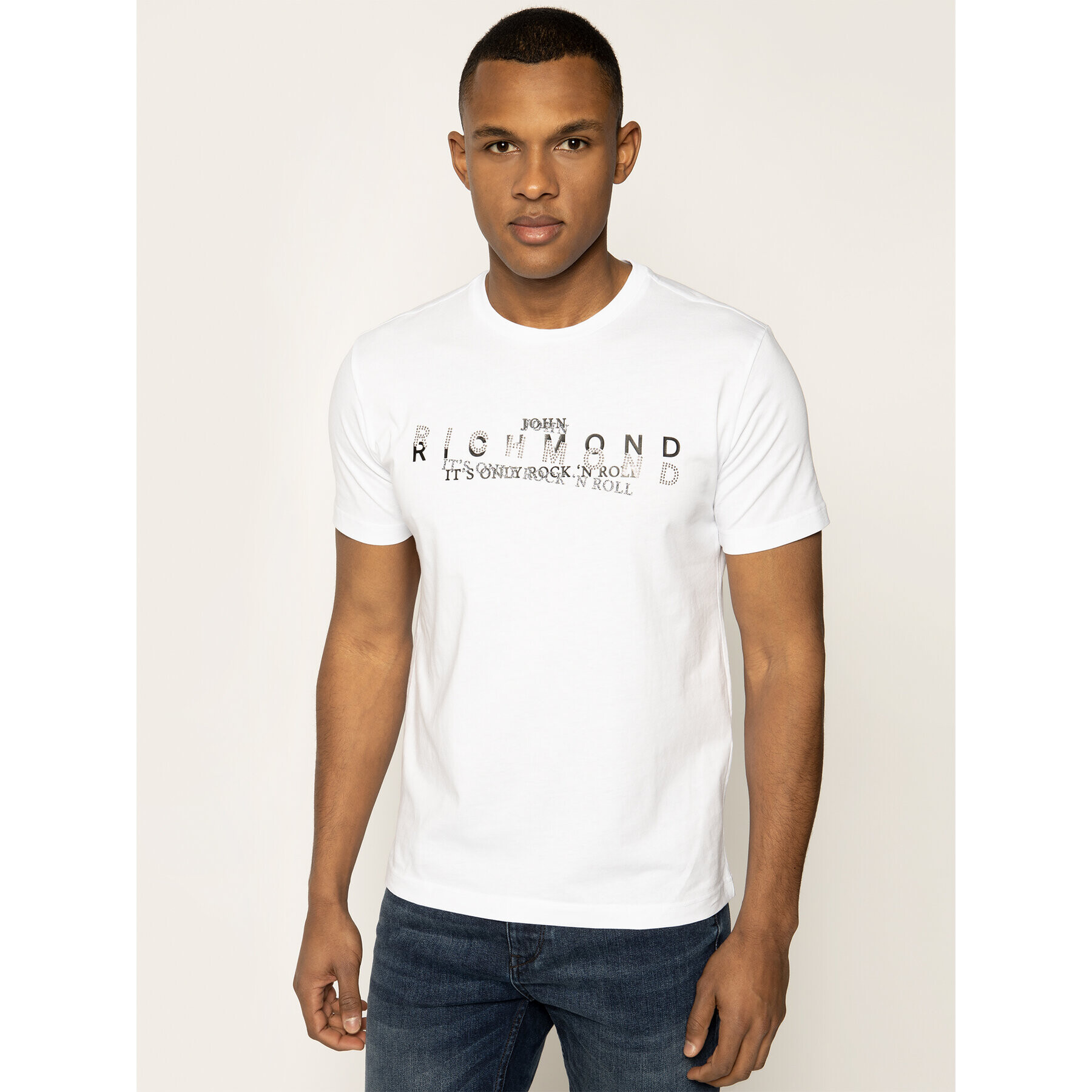 John Richmond Тишърт Zhenya RMP20015TS Бял Regular Fit - Pepit.bg