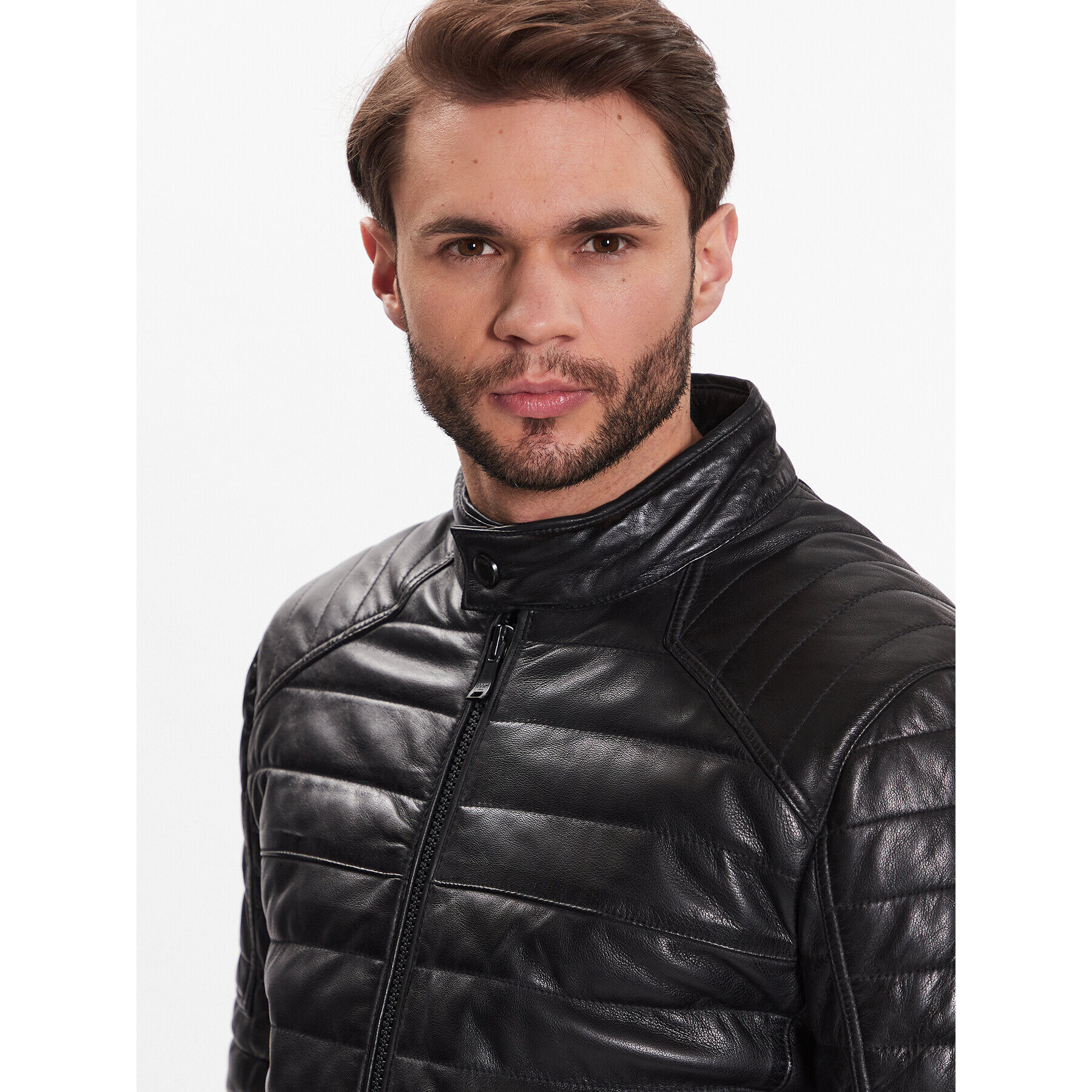 JOOP! Jeans Кожено яке 80000244 Черен Regular Fit - Pepit.bg