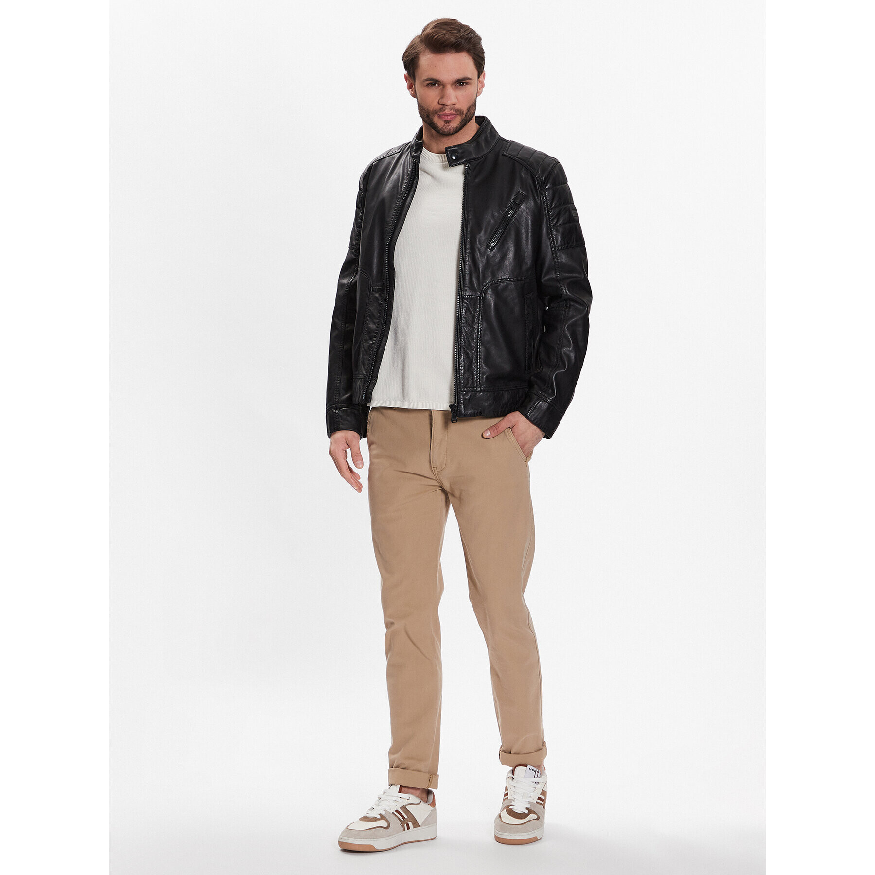 JOOP! Jeans Кожено яке 80000247 Черен Regular Fit - Pepit.bg