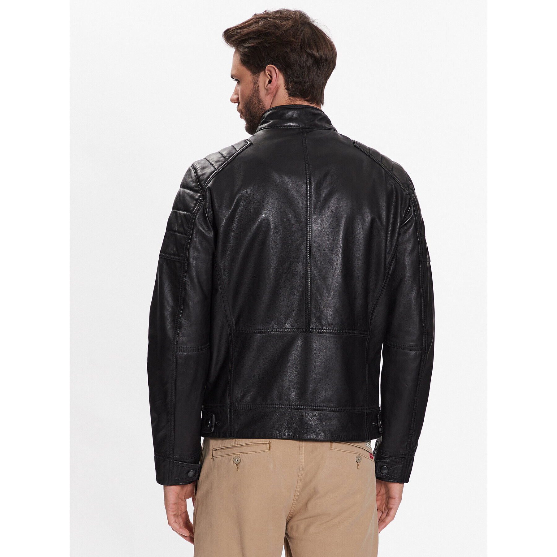 JOOP! Jeans Кожено яке 80000247 Черен Regular Fit - Pepit.bg