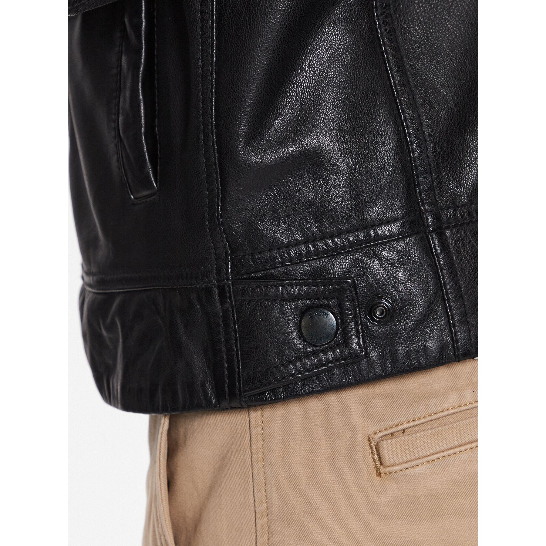 JOOP! Jeans Кожено яке 80000247 Черен Regular Fit - Pepit.bg