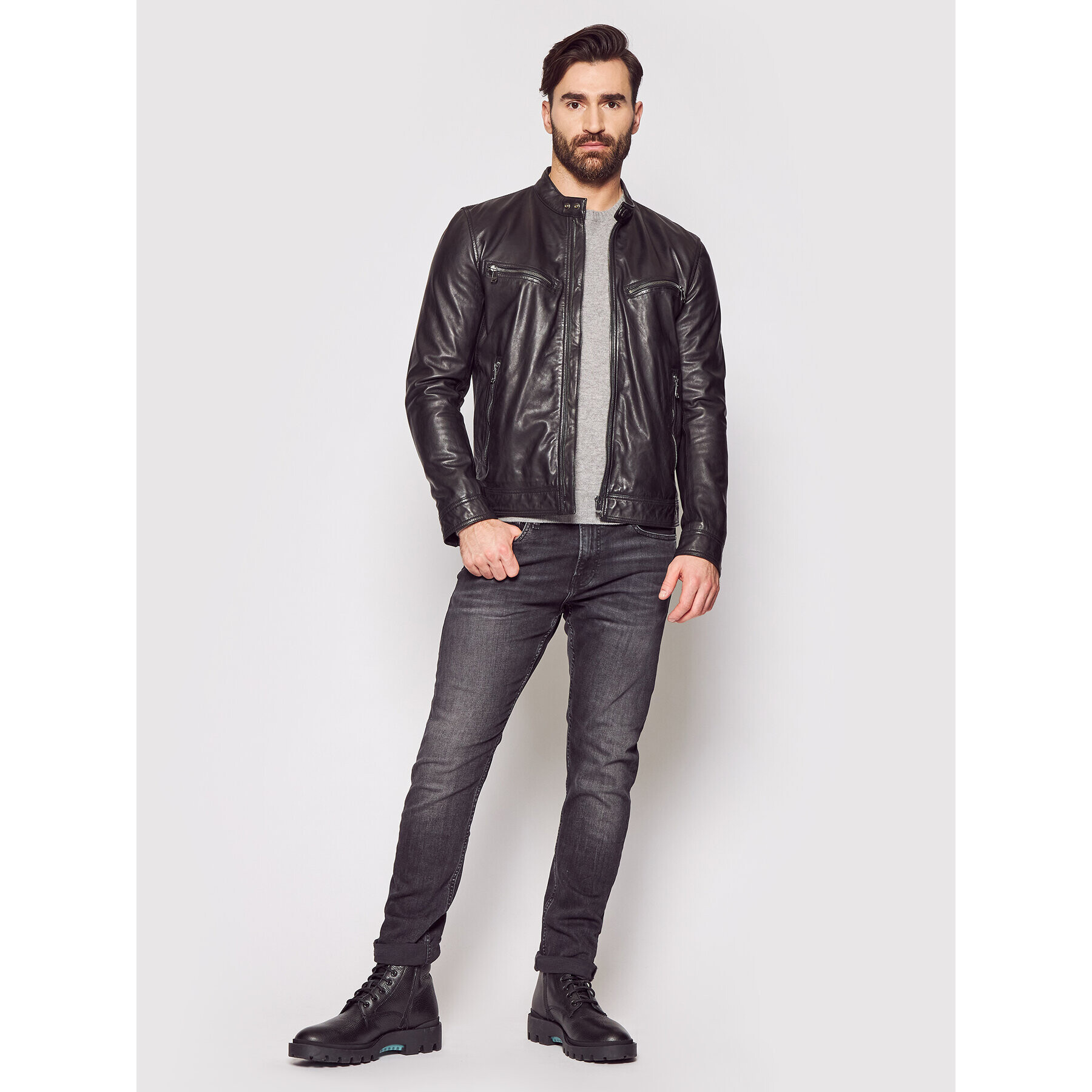 JOOP! Jeans Кожено яке Claas 150000745 Черен Regular Fit - Pepit.bg