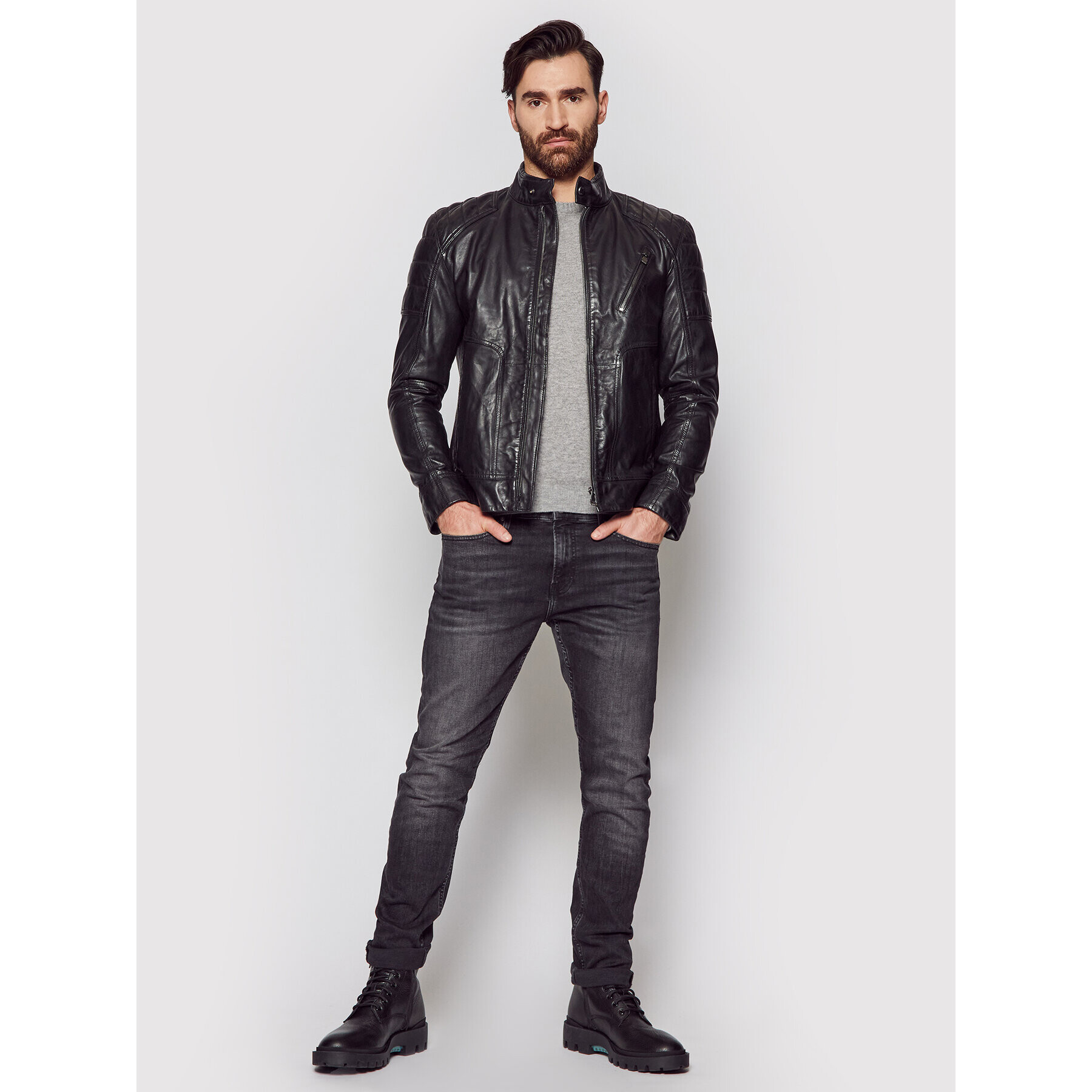 JOOP! Jeans Кожено яке Lima_S 150000706 Черен Regular Fit - Pepit.bg