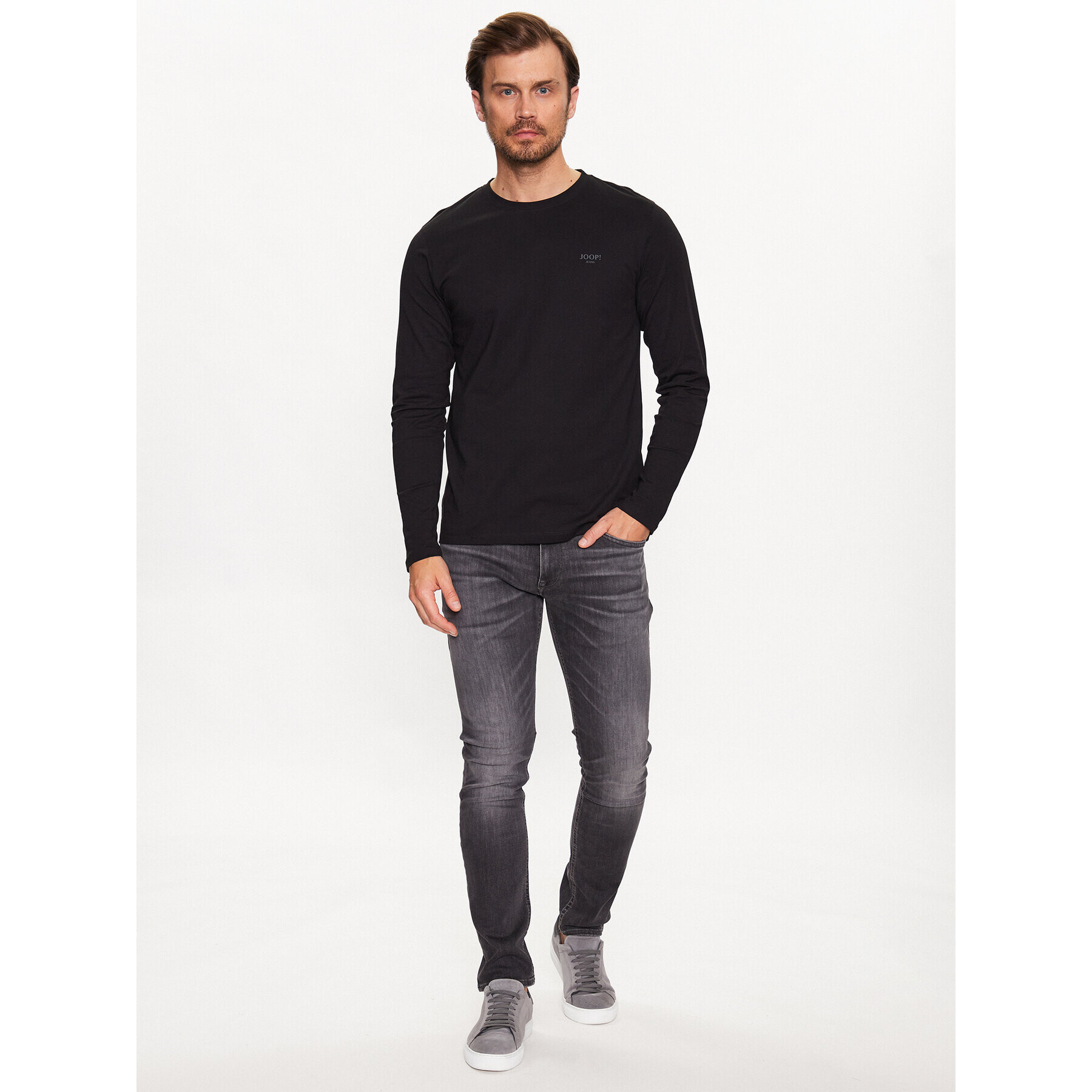 JOOP! Jeans Тениска с дълъг ръкав 30033284 Черен Modern Fit - Pepit.bg