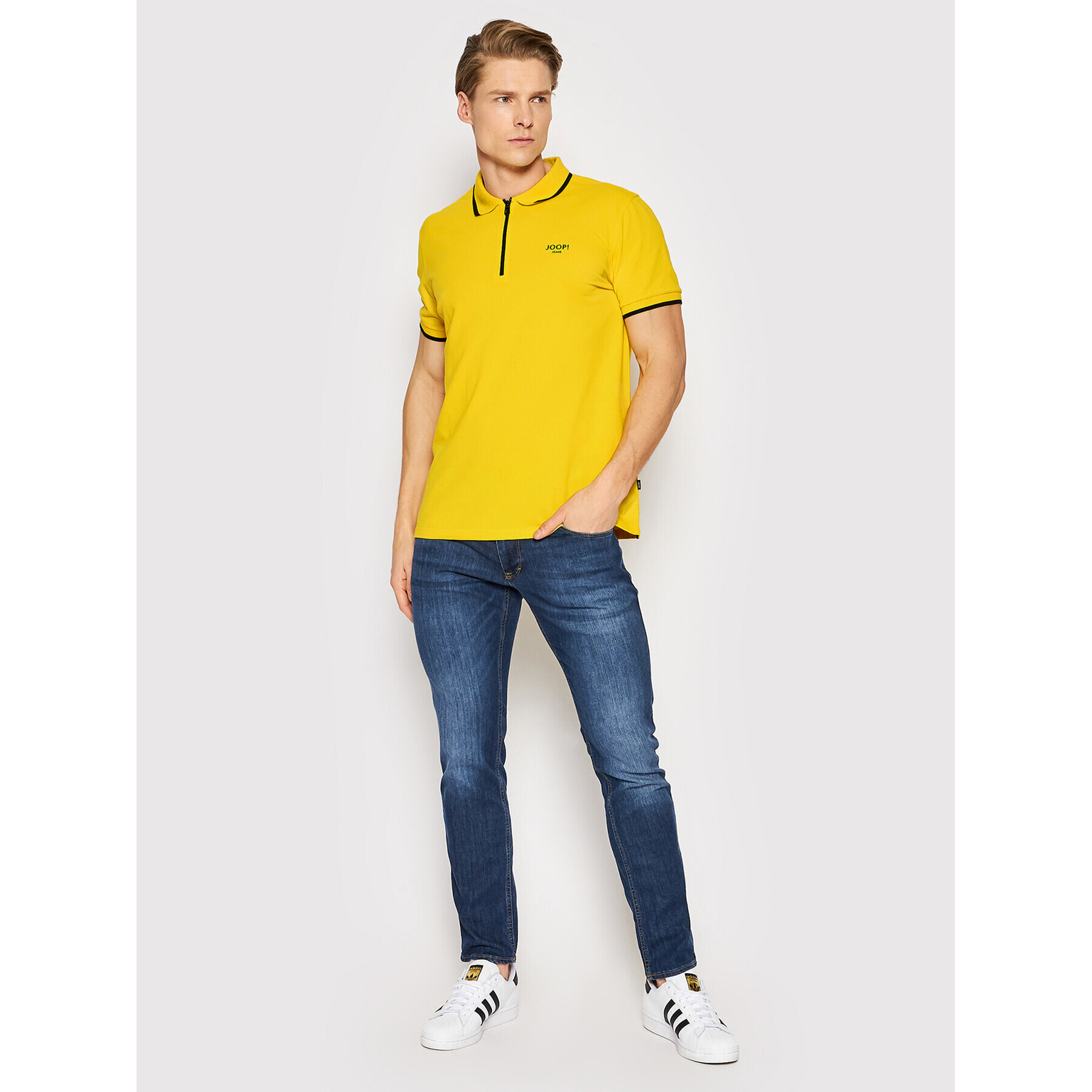 JOOP! Jeans Тениска с яка и копчета JJ222J050 30030997 Жълт Regular Fit - Pepit.bg